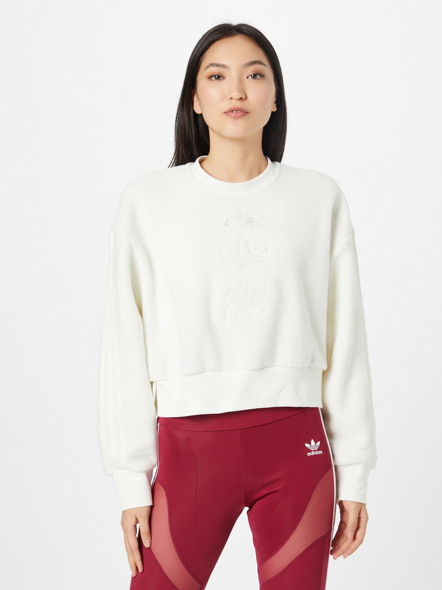 ADIDAS ORIGINALS Bluză de molton 'Graphic Polar Fleece' alb - Pled.ro