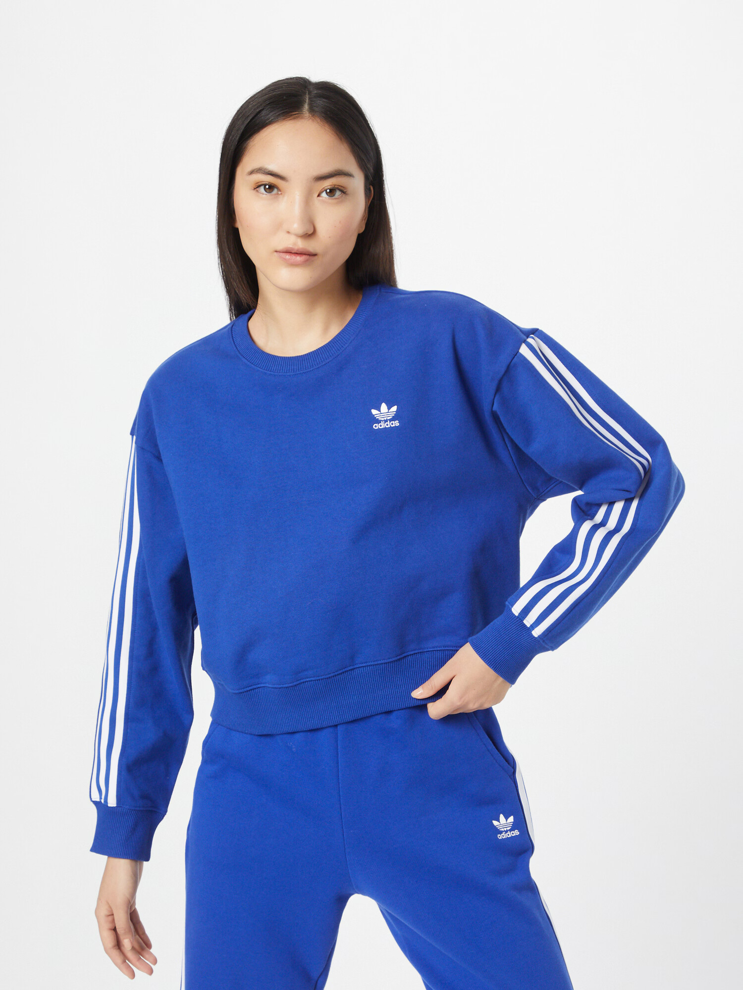 ADIDAS ORIGINALS Bluză de molton albastru / alb - Pled.ro