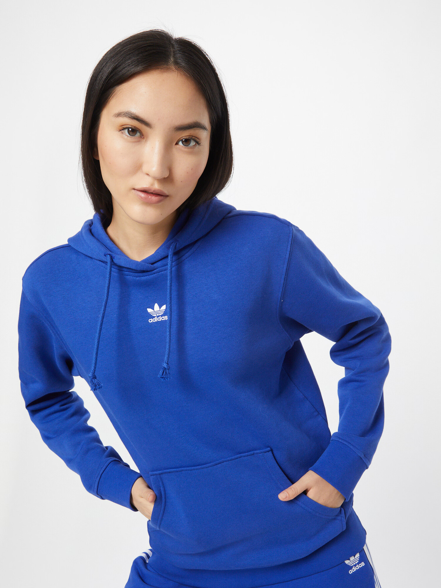 ADIDAS ORIGINALS Bluză de molton 'Adicolor Essentials Fleece' albastru / alb - Pled.ro