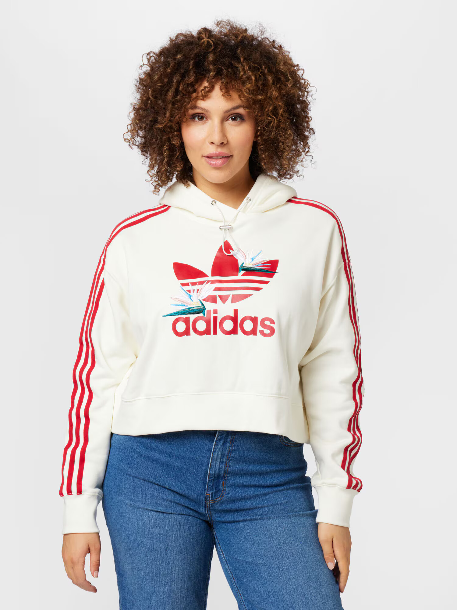 ADIDAS ORIGINALS Bluză de molton 'Thebe Magugu ' albastru deschis / verde smarald / roșu / alb murdar - Pled.ro