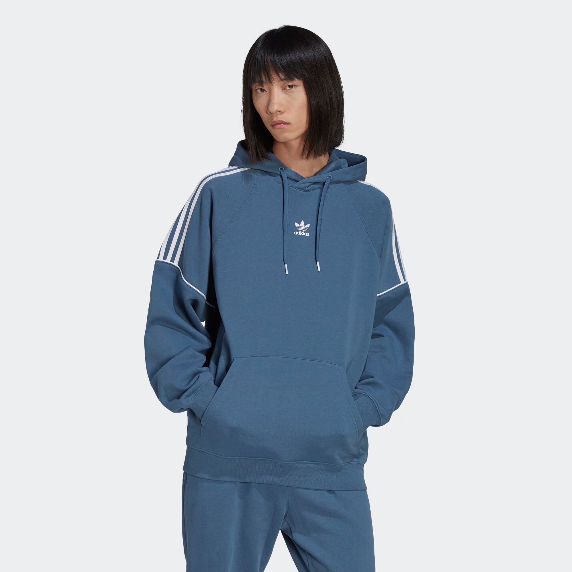 ADIDAS ORIGINALS Bluză de molton albastru fumuriu / alb - Pled.ro