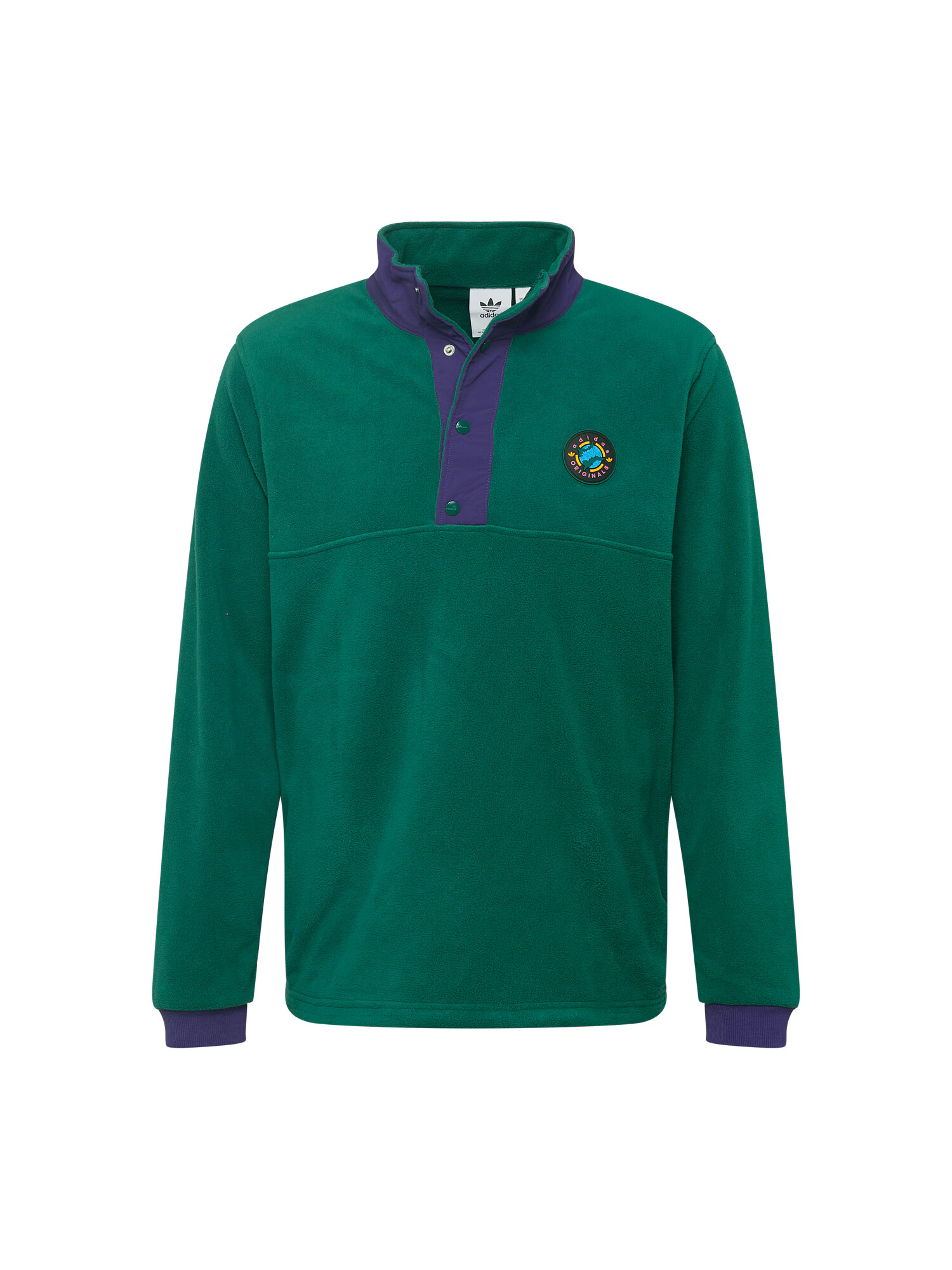 ADIDAS ORIGINALS Bluză de molton 'Wander Hour Quarter-Snap Polar Fleece' verde smarald / mov prună - Pled.ro