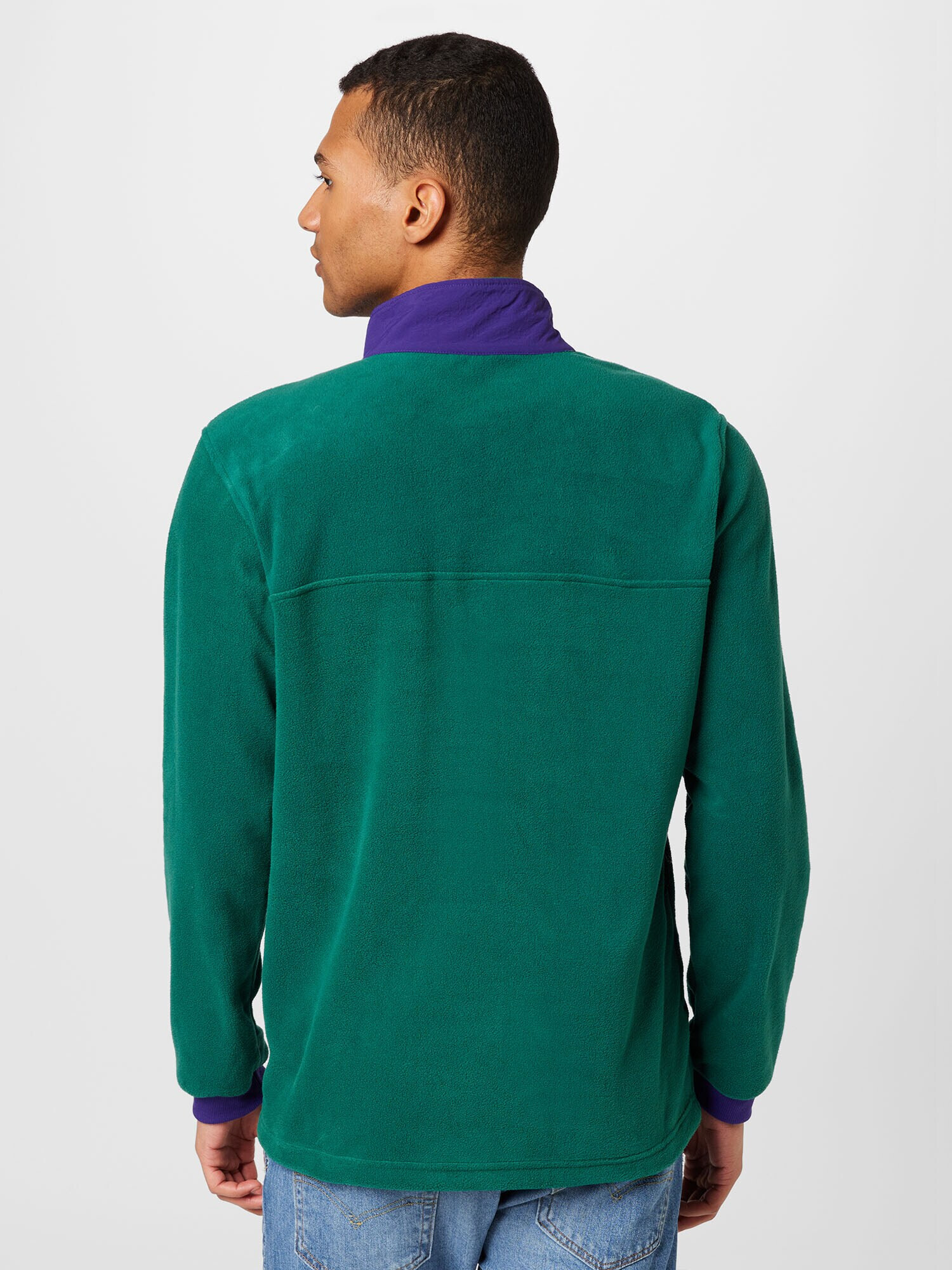 ADIDAS ORIGINALS Bluză de molton 'Wander Hour Quarter-Snap Polar Fleece' verde smarald / mov prună - Pled.ro