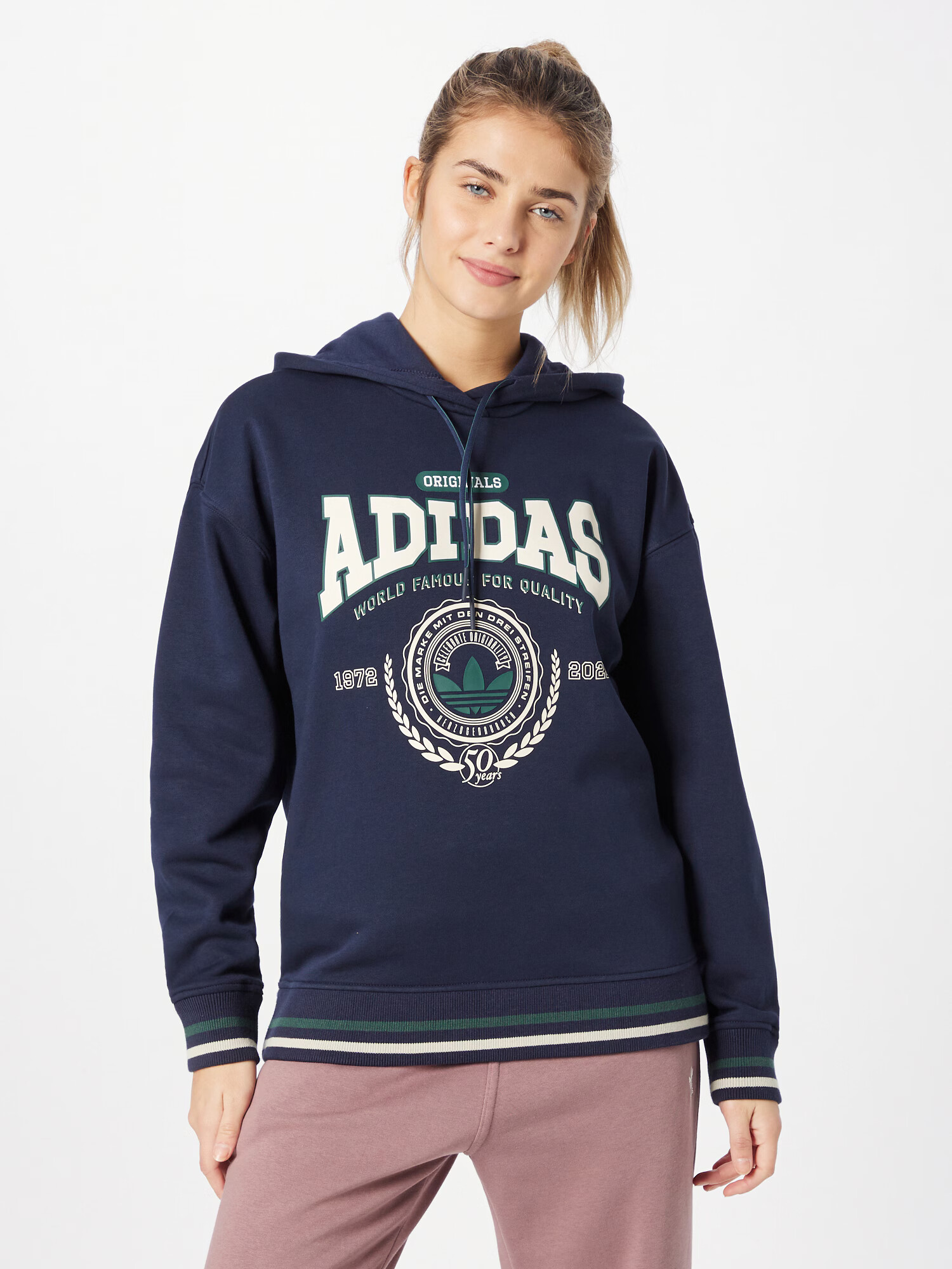 ADIDAS ORIGINALS Bluză de molton 'Anniversary' albastru noapte / verde / alb - Pled.ro