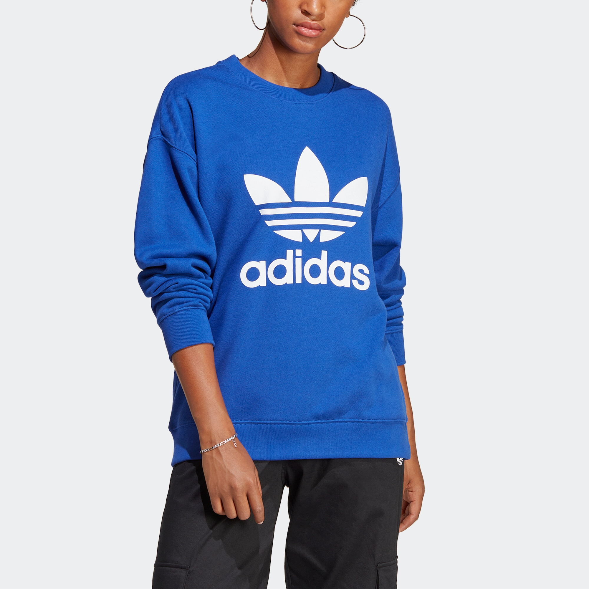 ADIDAS ORIGINALS Bluză de molton 'Trefoil Crew' albastru regal / alb - Pled.ro