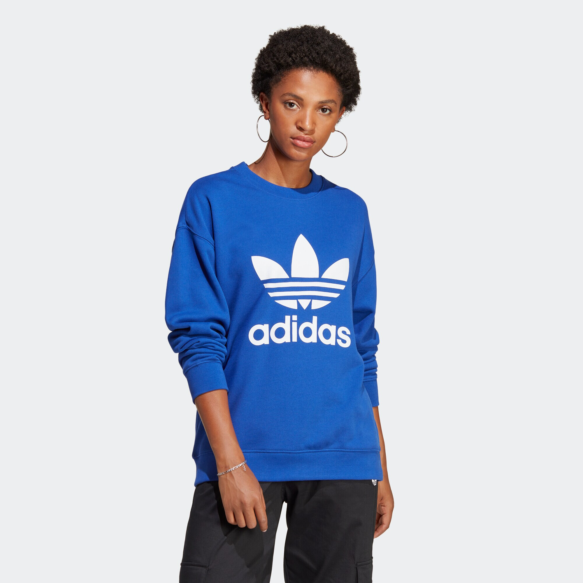 ADIDAS ORIGINALS Bluză de molton 'Trefoil Crew' albastru regal / alb - Pled.ro