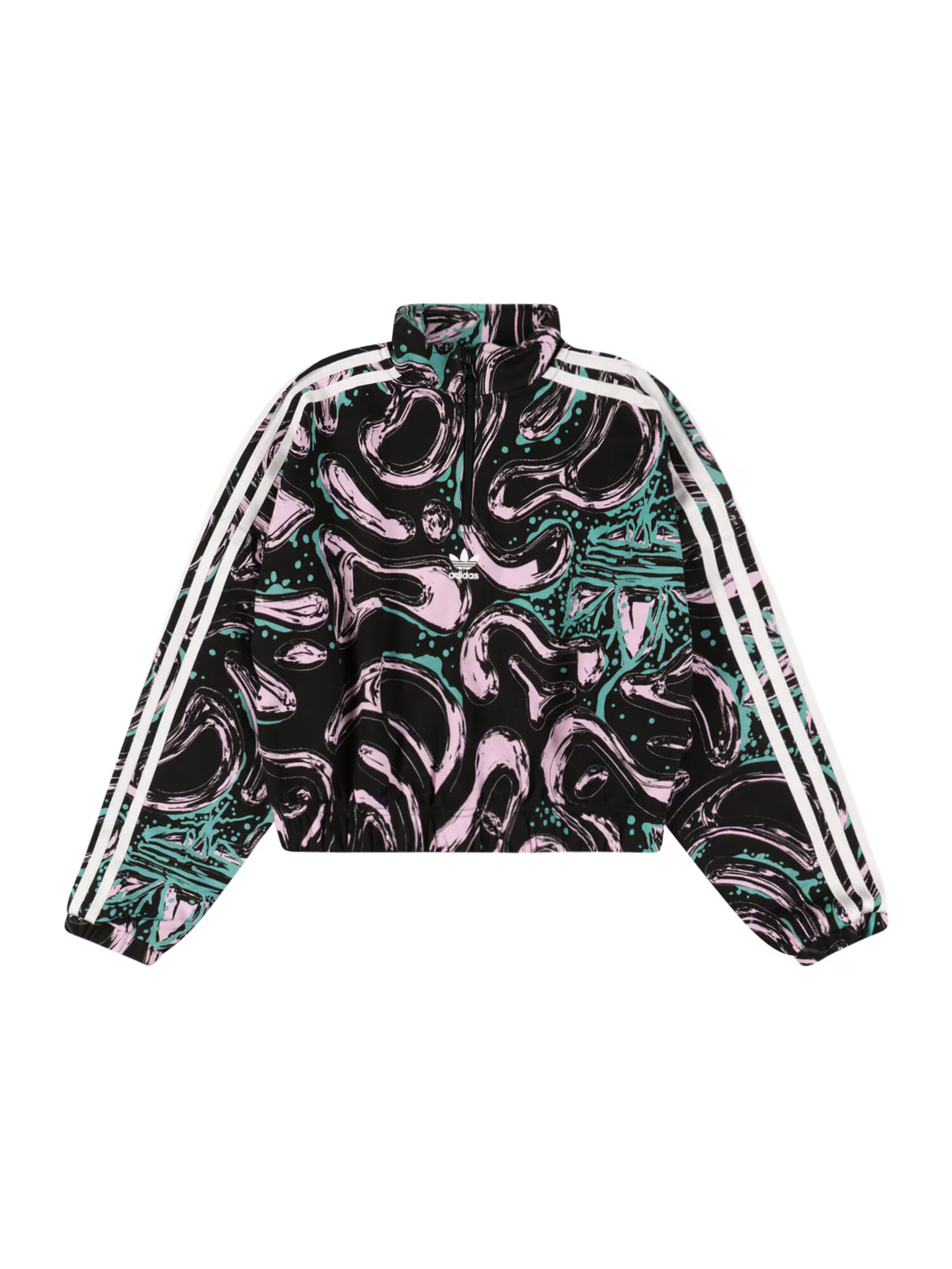 ADIDAS ORIGINALS Bluză de molton 'Allover Print ' turcoaz / roz / negru / alb - Pled.ro