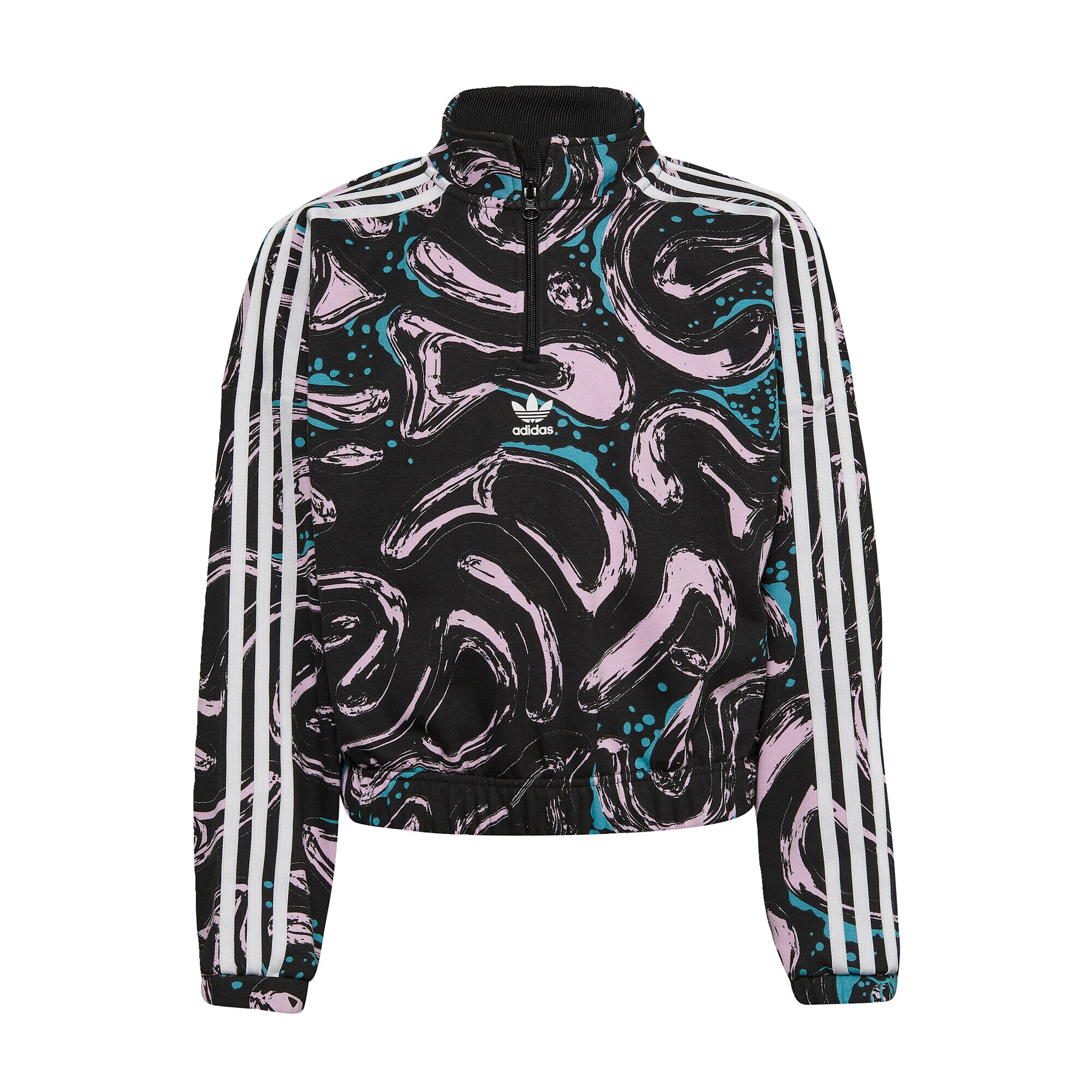 ADIDAS ORIGINALS Bluză de molton 'Allover Print ' turcoaz / roz / negru / alb - Pled.ro