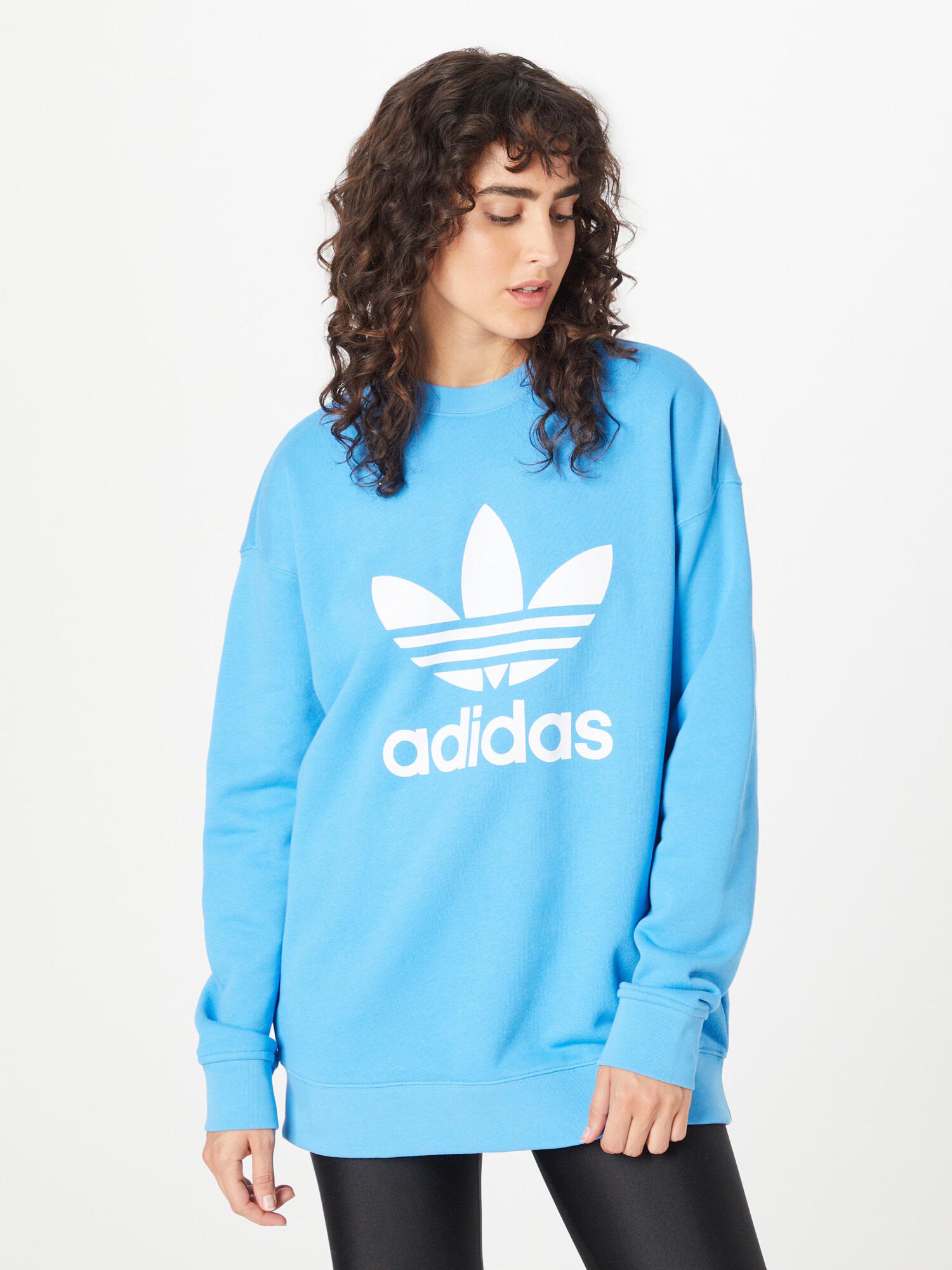 ADIDAS ORIGINALS Bluză de molton 'Trefoil Crew' azuriu / alb - Pled.ro