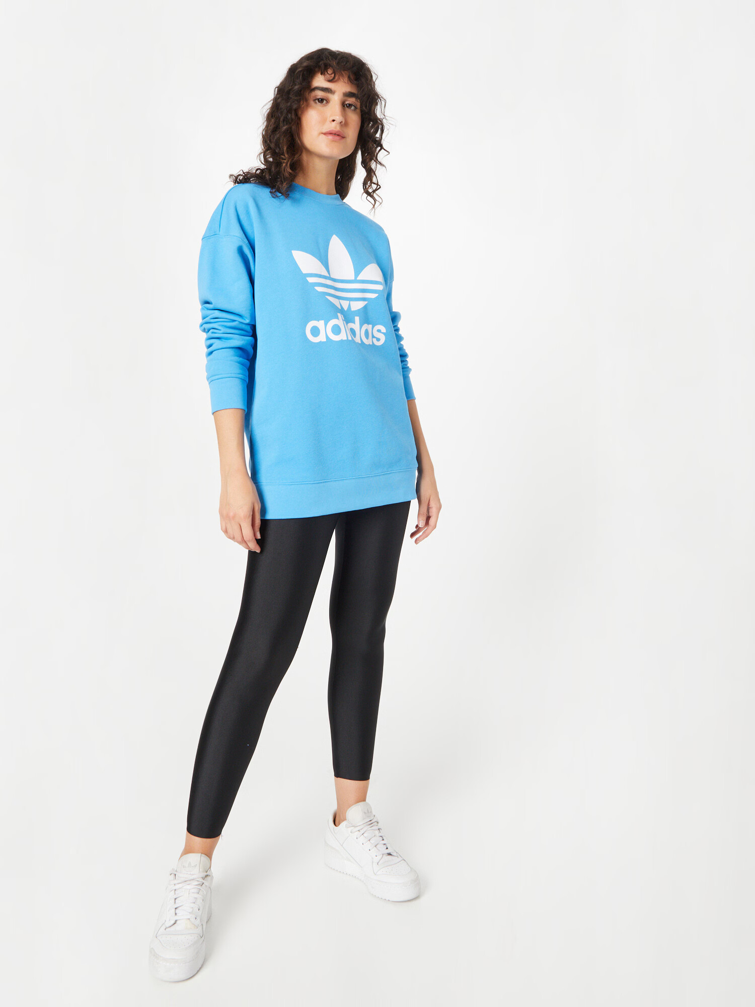 ADIDAS ORIGINALS Bluză de molton 'Trefoil Crew' azuriu / alb - Pled.ro