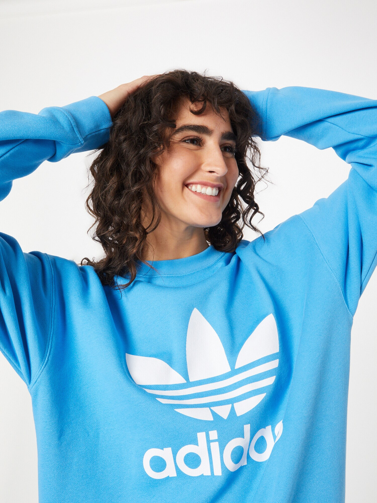 ADIDAS ORIGINALS Bluză de molton 'Trefoil Crew' azuriu / alb - Pled.ro