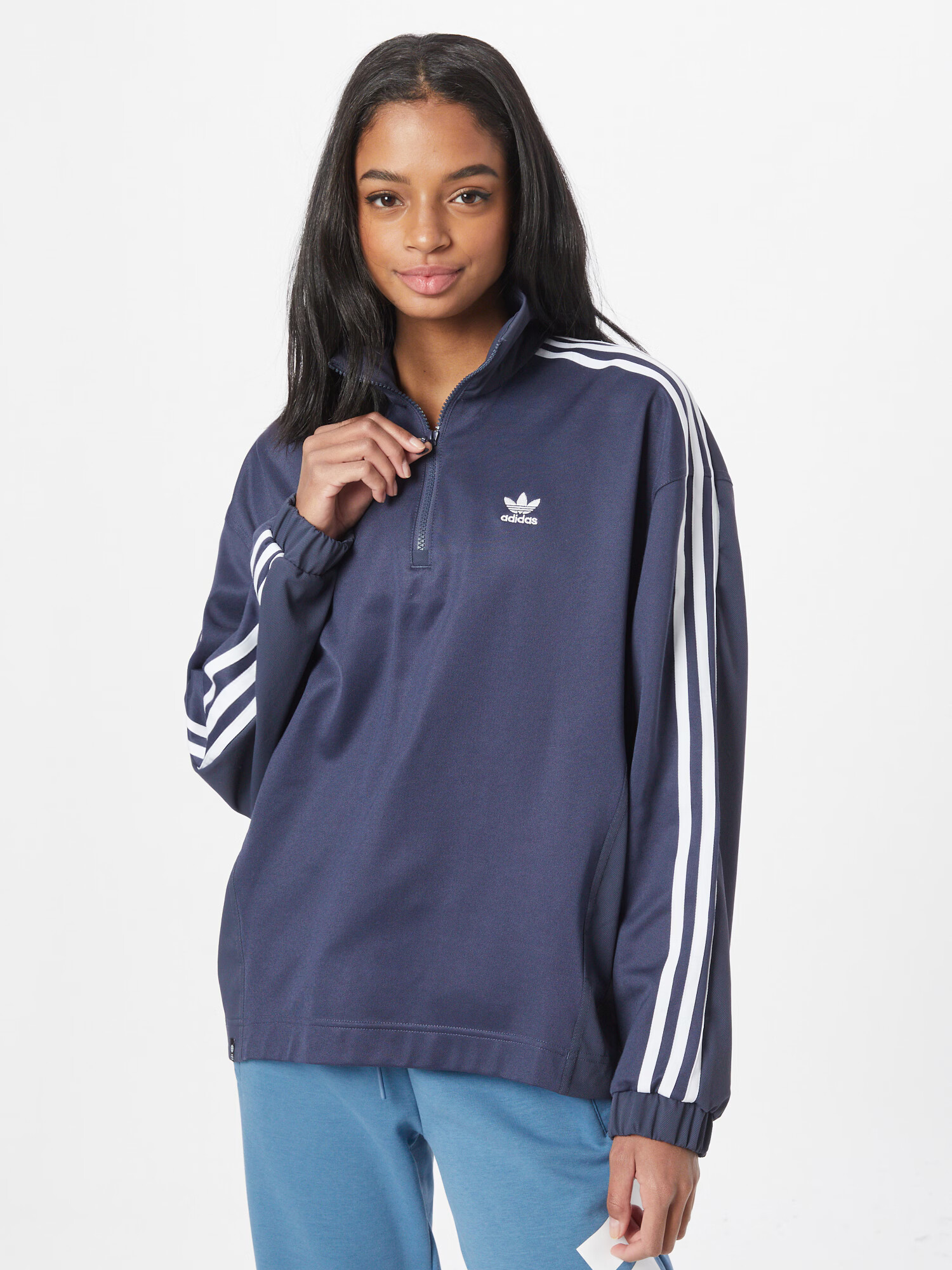 ADIDAS ORIGINALS Bluză de molton bleumarin / alb - Pled.ro