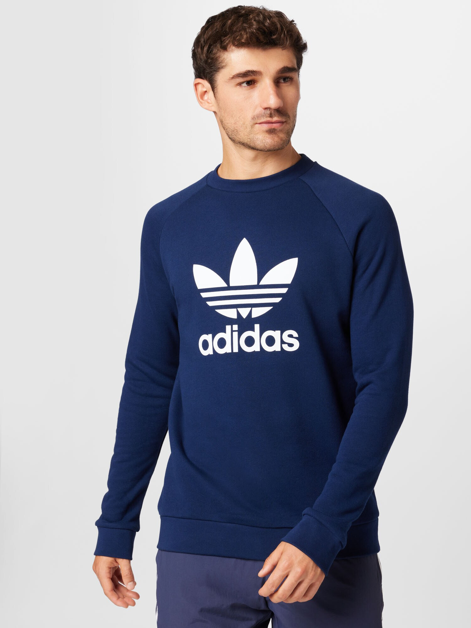 ADIDAS ORIGINALS Bluză de molton 'Adicolor Classics Trefoil' bleumarin / alb - Pled.ro