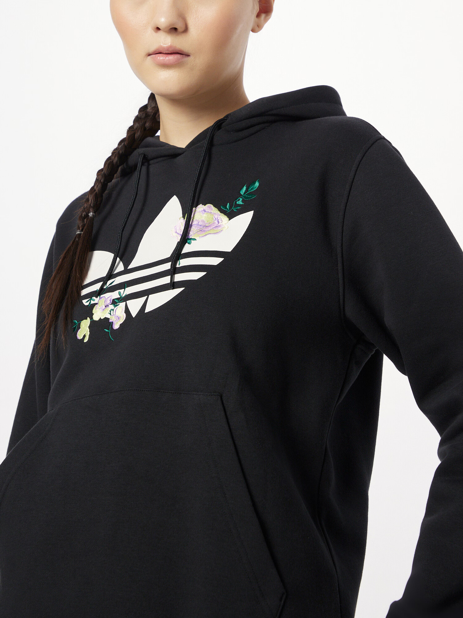 ADIDAS ORIGINALS Bluză de molton 'Flower Embroidery' verde / mov liliachiu / negru / alb - Pled.ro