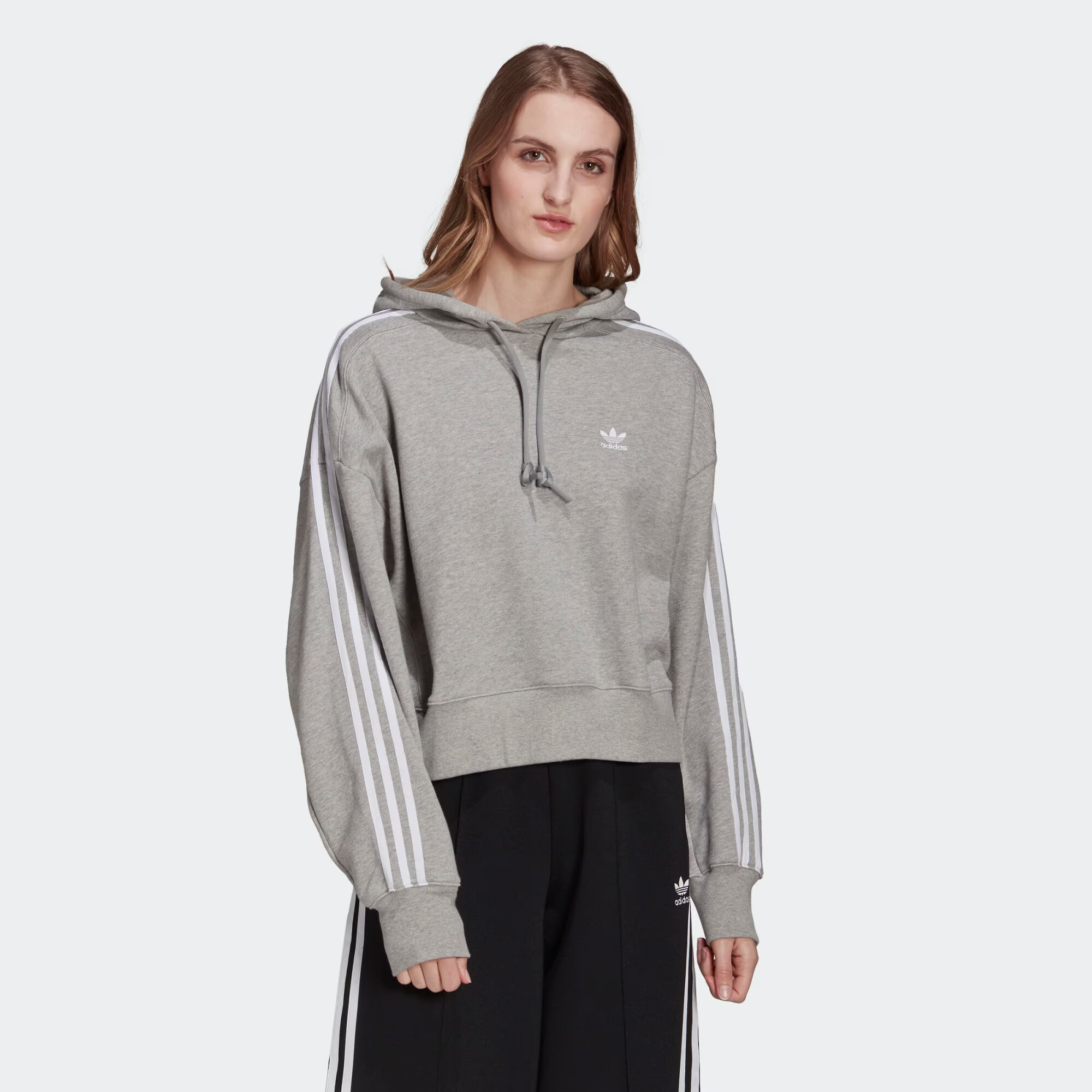 ADIDAS ORIGINALS Bluză de molton gri / alb - Pled.ro