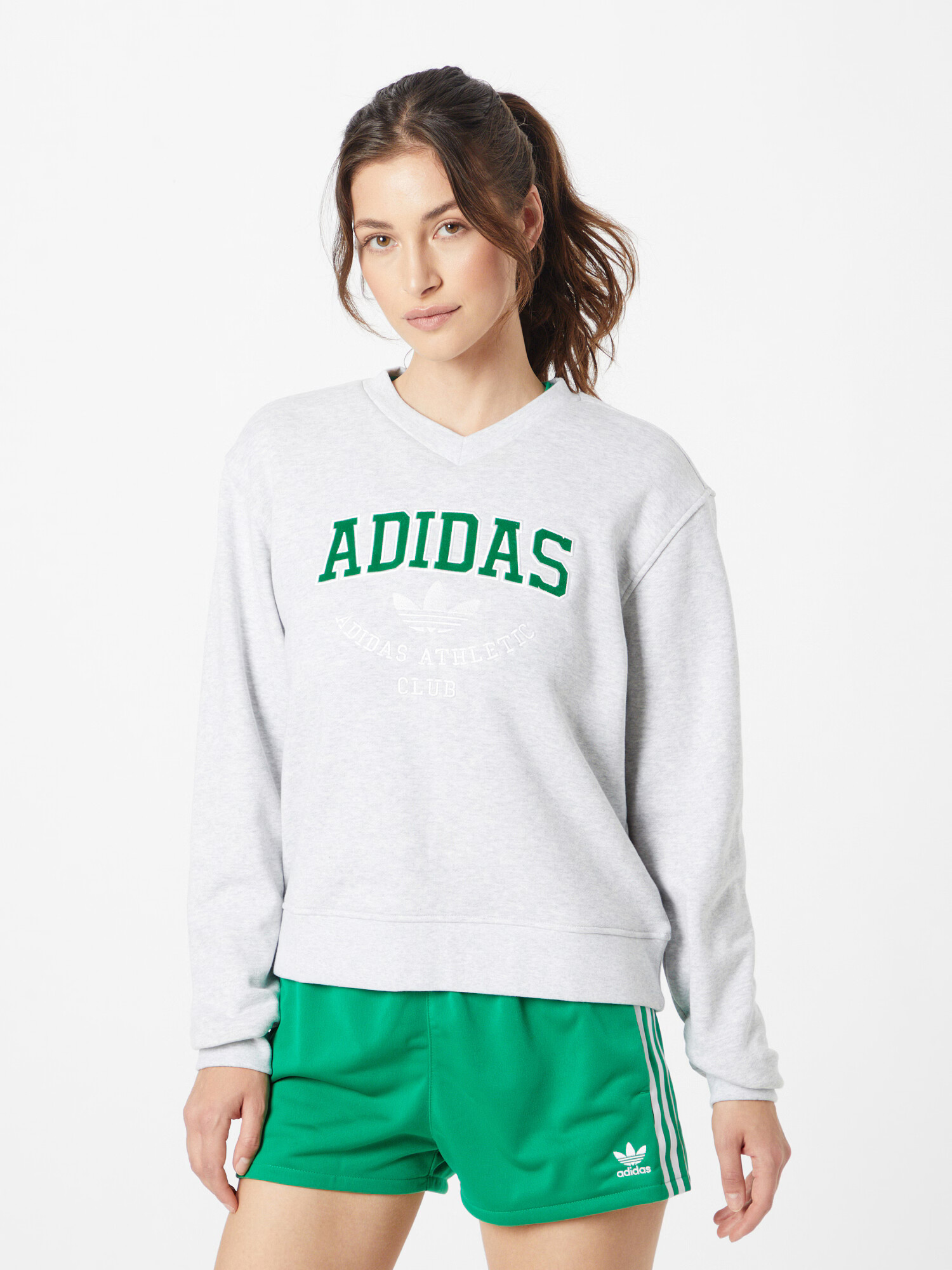 ADIDAS ORIGINALS Bluză de molton gri deschis / verde / alb - Pled.ro