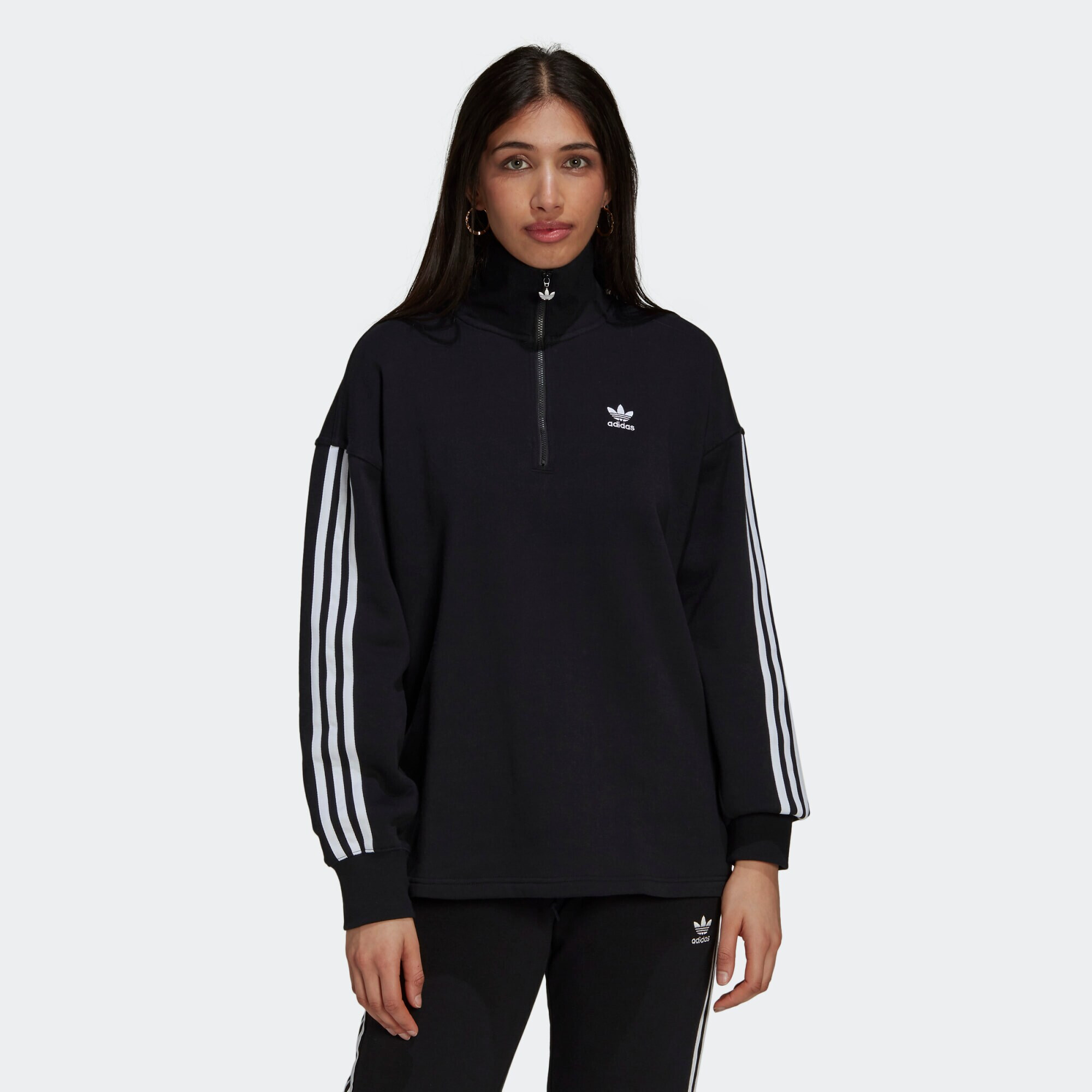 ADIDAS ORIGINALS Bluză de molton negru / alb - Pled.ro