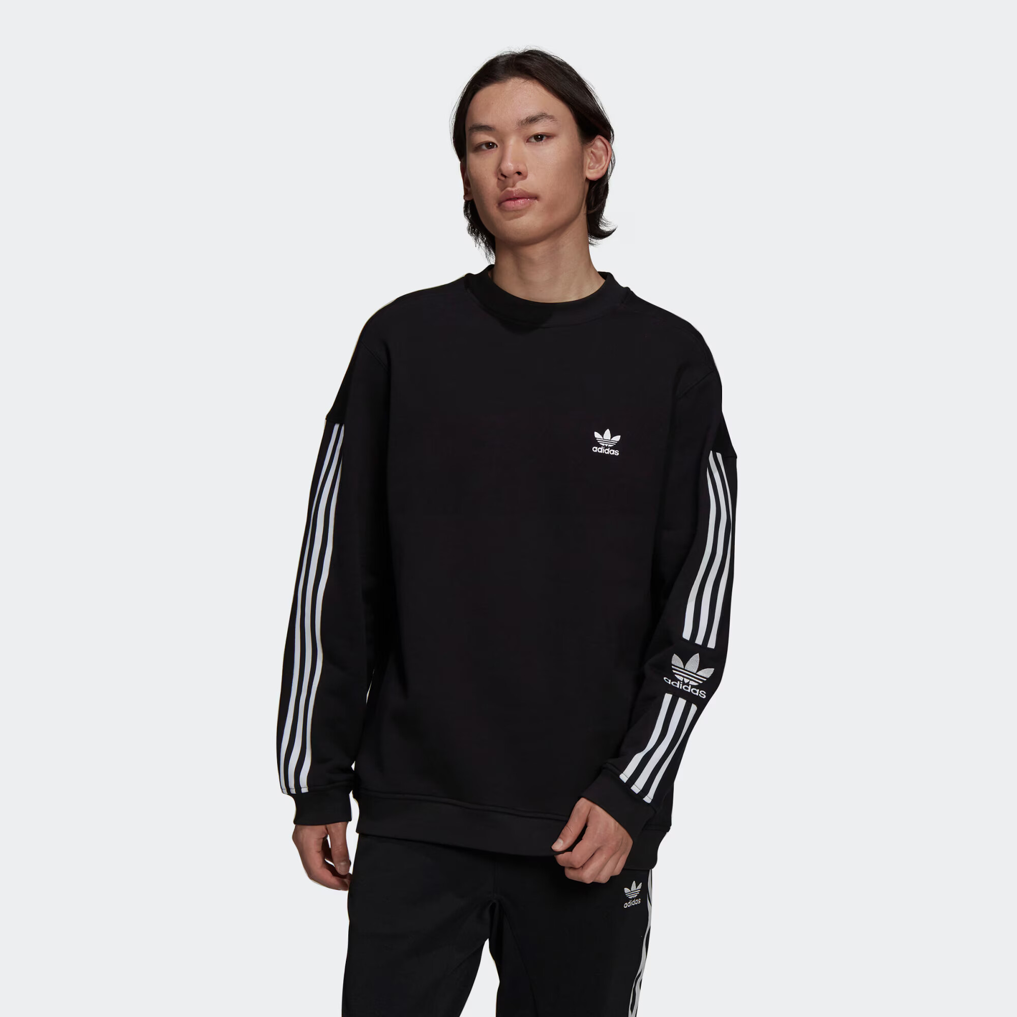 ADIDAS ORIGINALS Bluză de molton negru / alb - Pled.ro