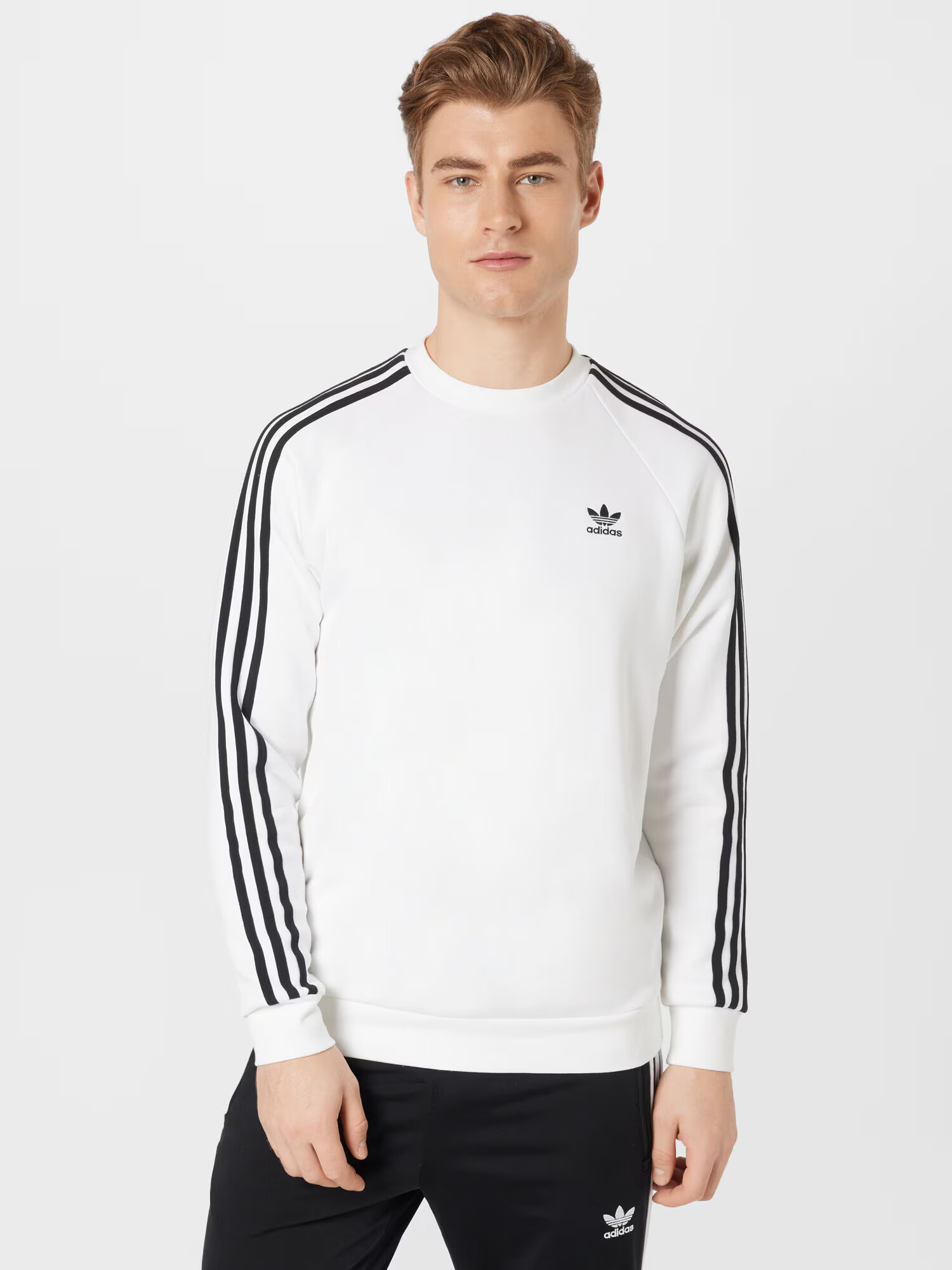 ADIDAS ORIGINALS Bluză de molton 'Adicolor Classics 3-Stripes' negru / alb - Pled.ro