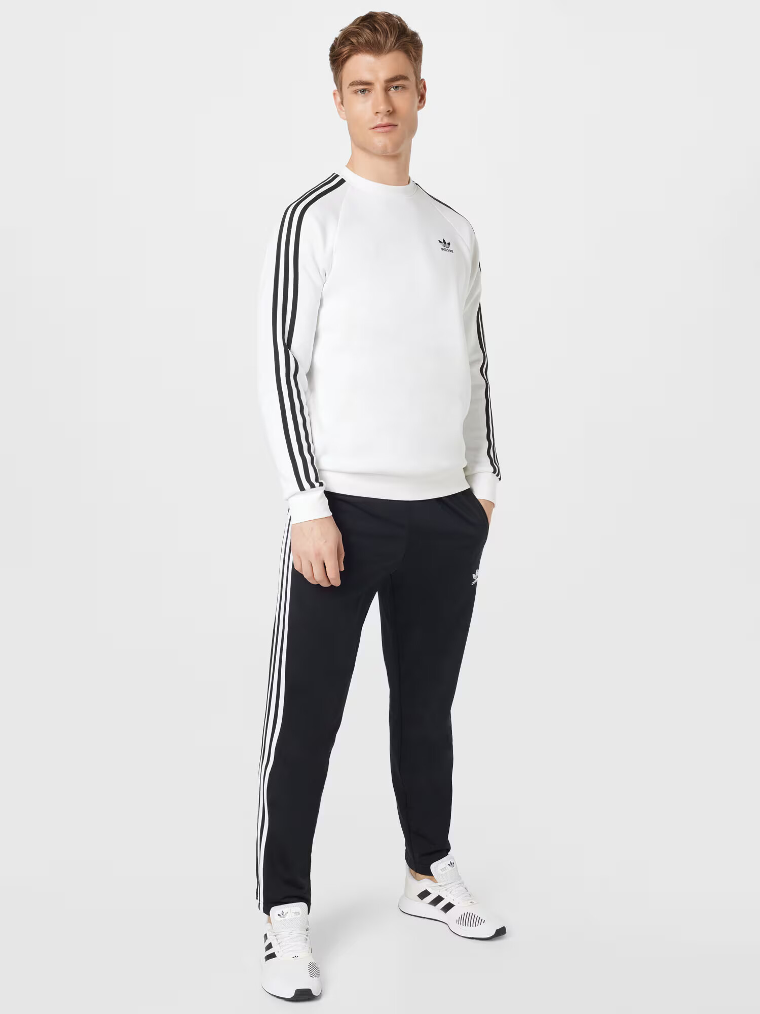 ADIDAS ORIGINALS Bluză de molton 'Adicolor Classics 3-Stripes' negru / alb - Pled.ro