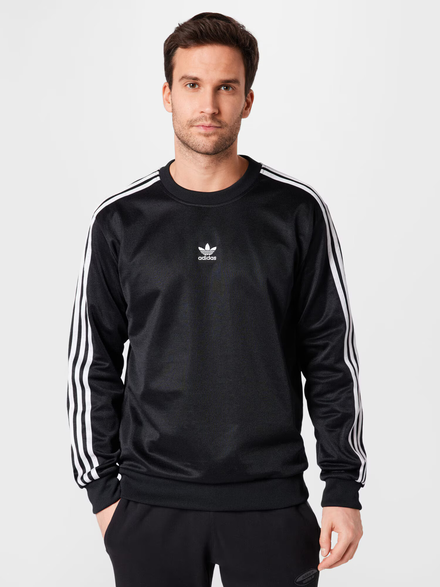 ADIDAS ORIGINALS Bluză de molton negru / alb - Pled.ro