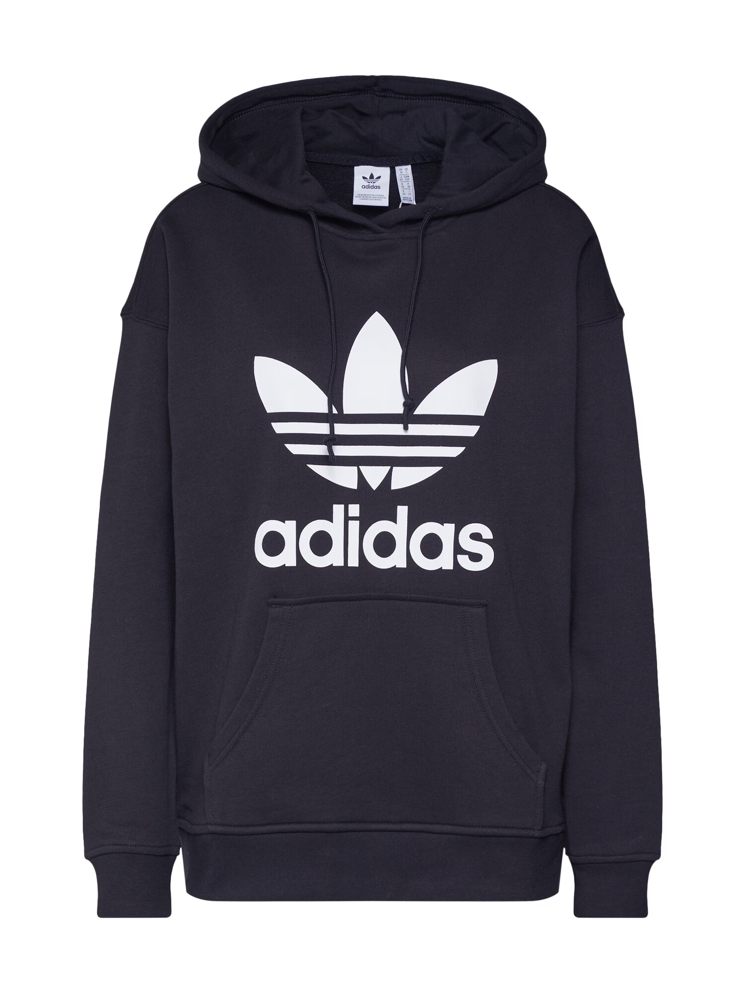 ADIDAS ORIGINALS Bluză de molton 'Adicolor Trefoil' negru / alb - Pled.ro