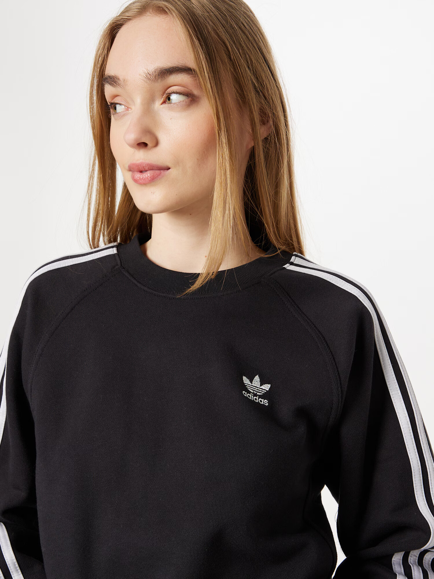 ADIDAS ORIGINALS Bluză de molton negru / alb - Pled.ro