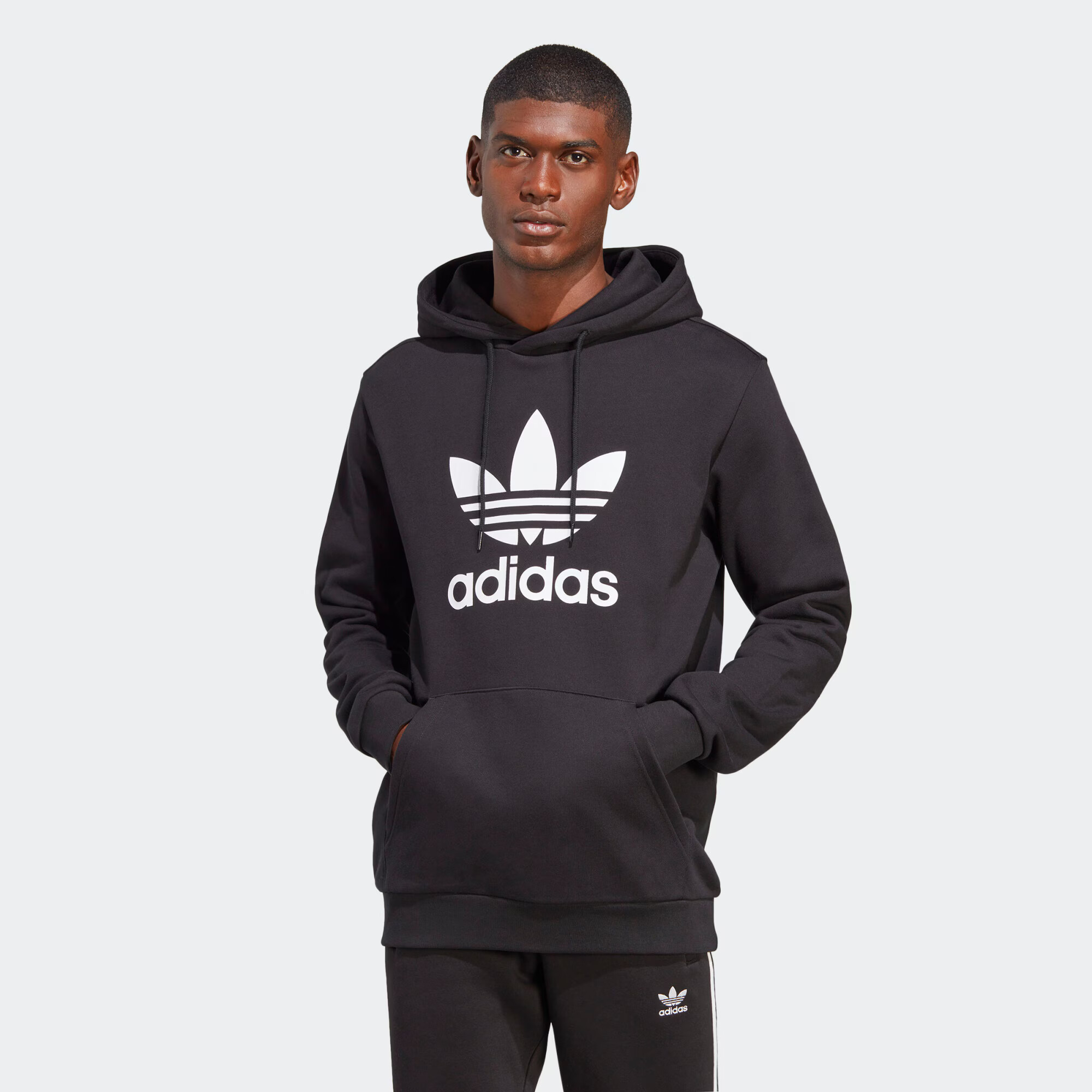 ADIDAS ORIGINALS Bluză de molton 'Adicolor Classics Trefoil' negru / alb - Pled.ro