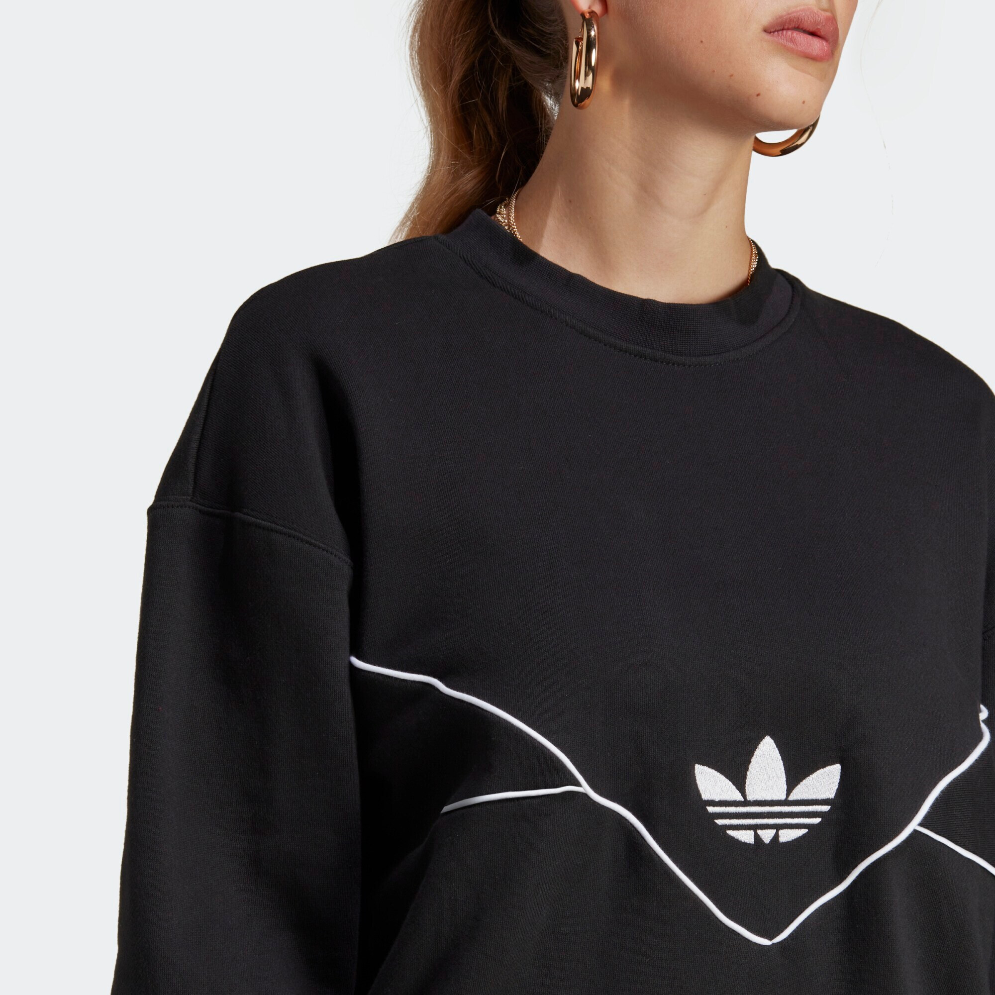 ADIDAS ORIGINALS Bluză de molton negru / alb - Pled.ro