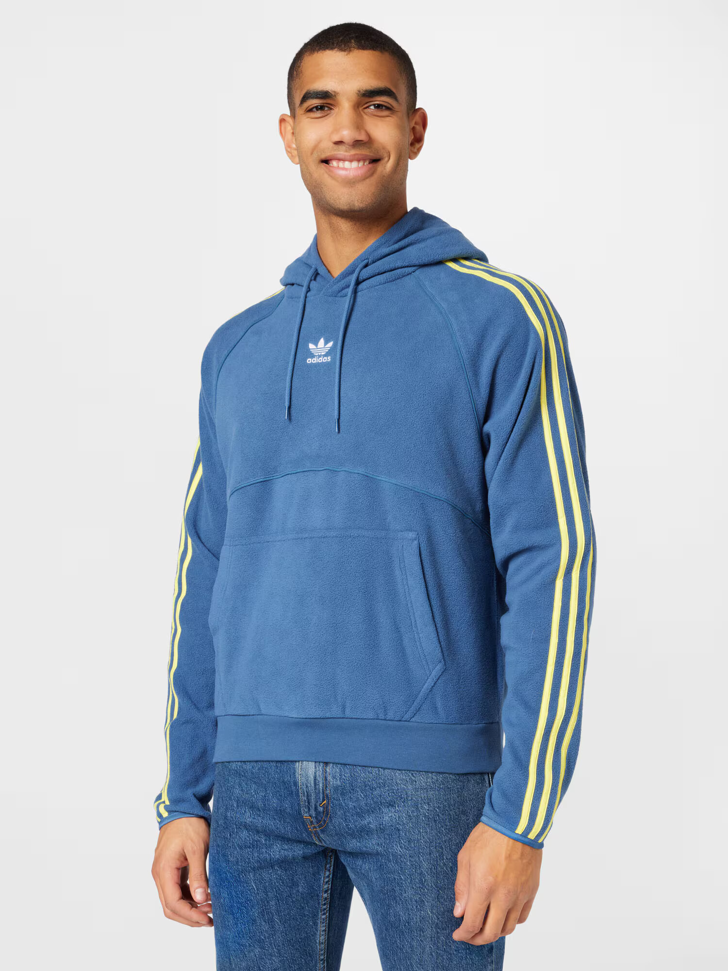 ADIDAS ORIGINALS Bluză de molton 'Polar Fleece' albastru fumuriu / galben / alb - Pled.ro