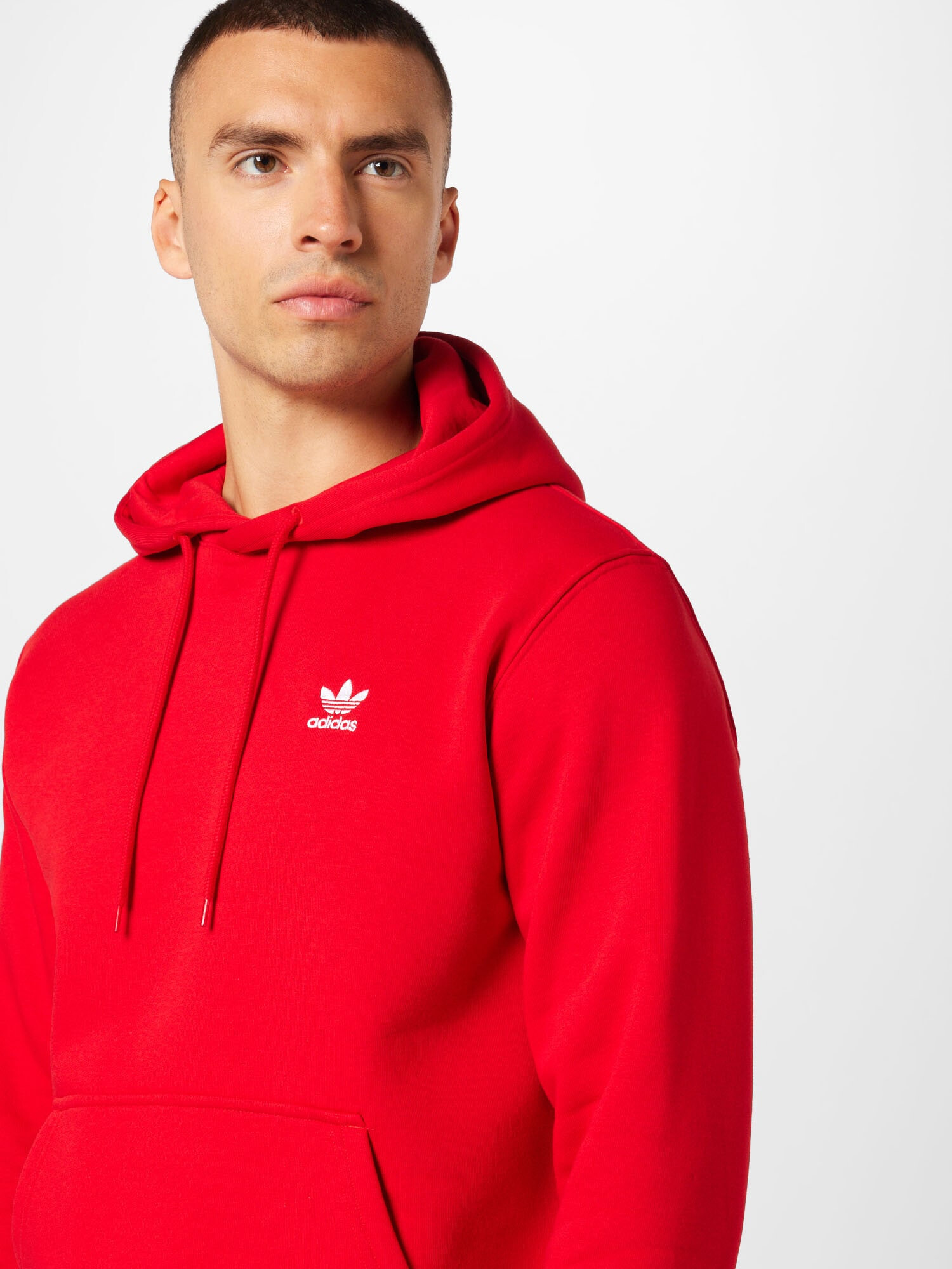 ADIDAS ORIGINALS Bluză de molton 'Trefoil Essentials' roșu / alb - Pled.ro