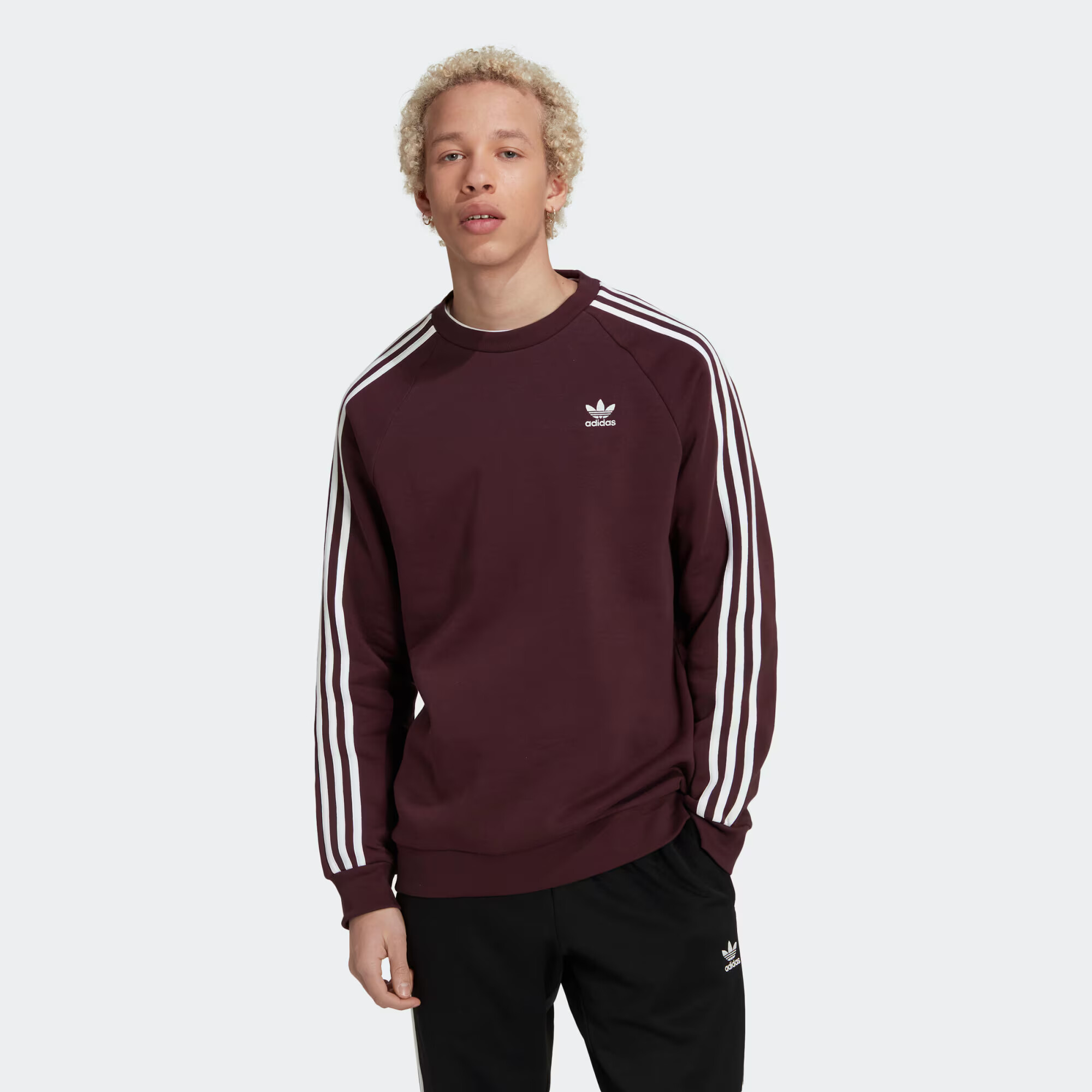 ADIDAS ORIGINALS Bluză de molton roșu bordeaux / alb - Pled.ro