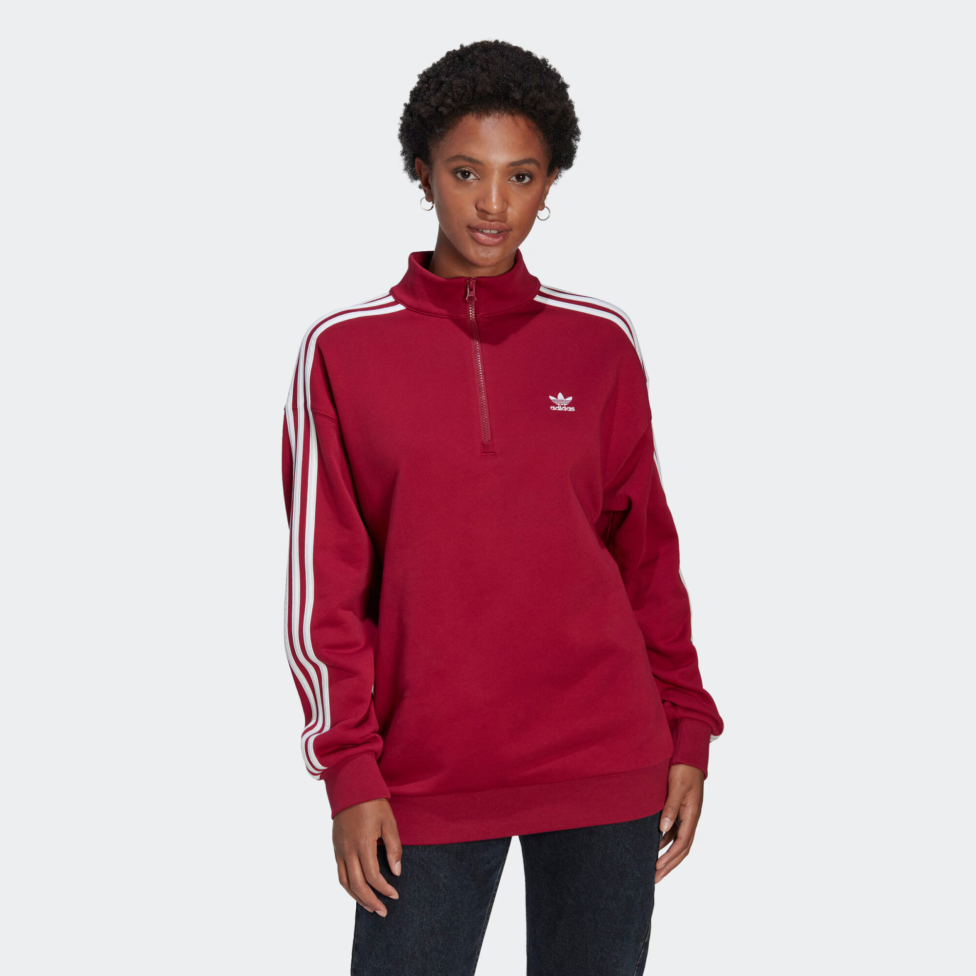 ADIDAS ORIGINALS Bluză de molton roșu burgundy / alb - Pled.ro