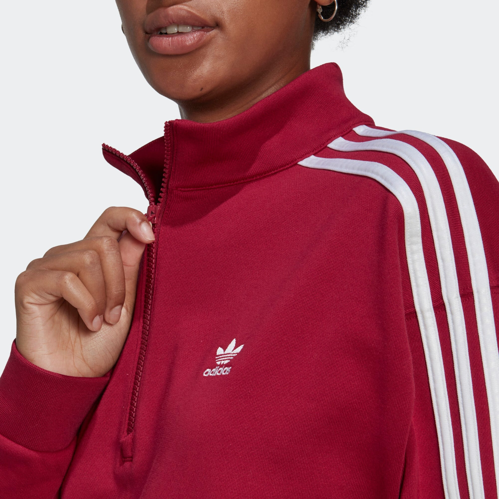 ADIDAS ORIGINALS Bluză de molton roșu burgundy / alb - Pled.ro