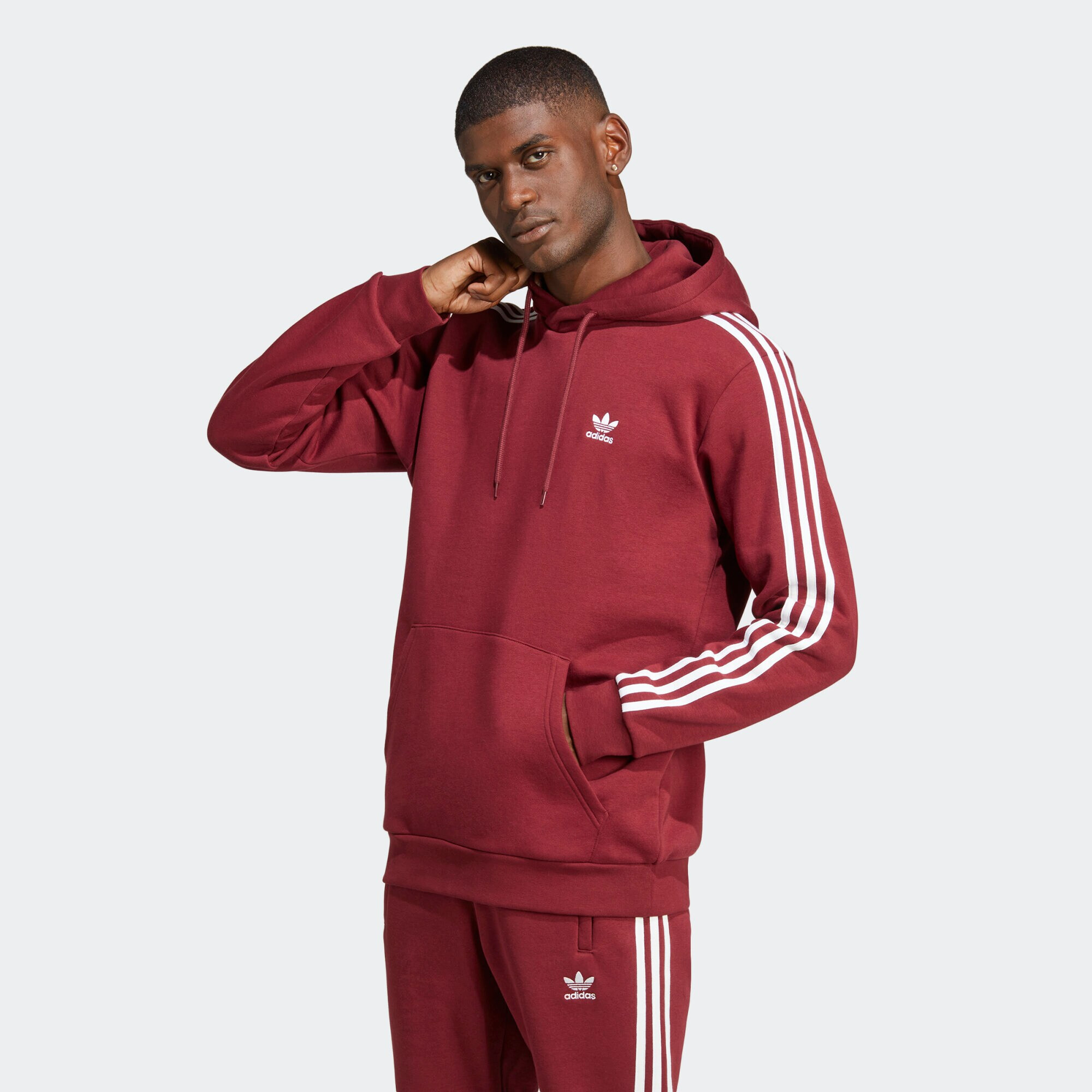 ADIDAS ORIGINALS Bluză de molton 'Adicolor Classics 3-Stripes' sângeriu / alb - Pled.ro