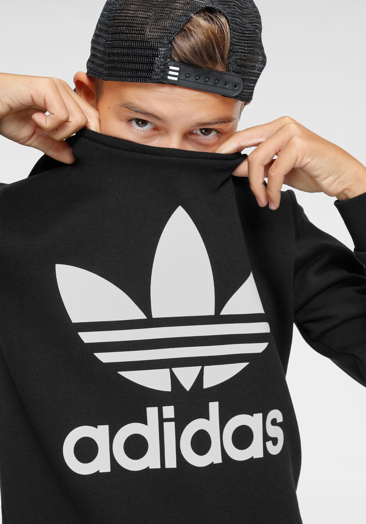 ADIDAS ORIGINALS Bluză de molton 'Trefoil Crew' negru - Pled.ro