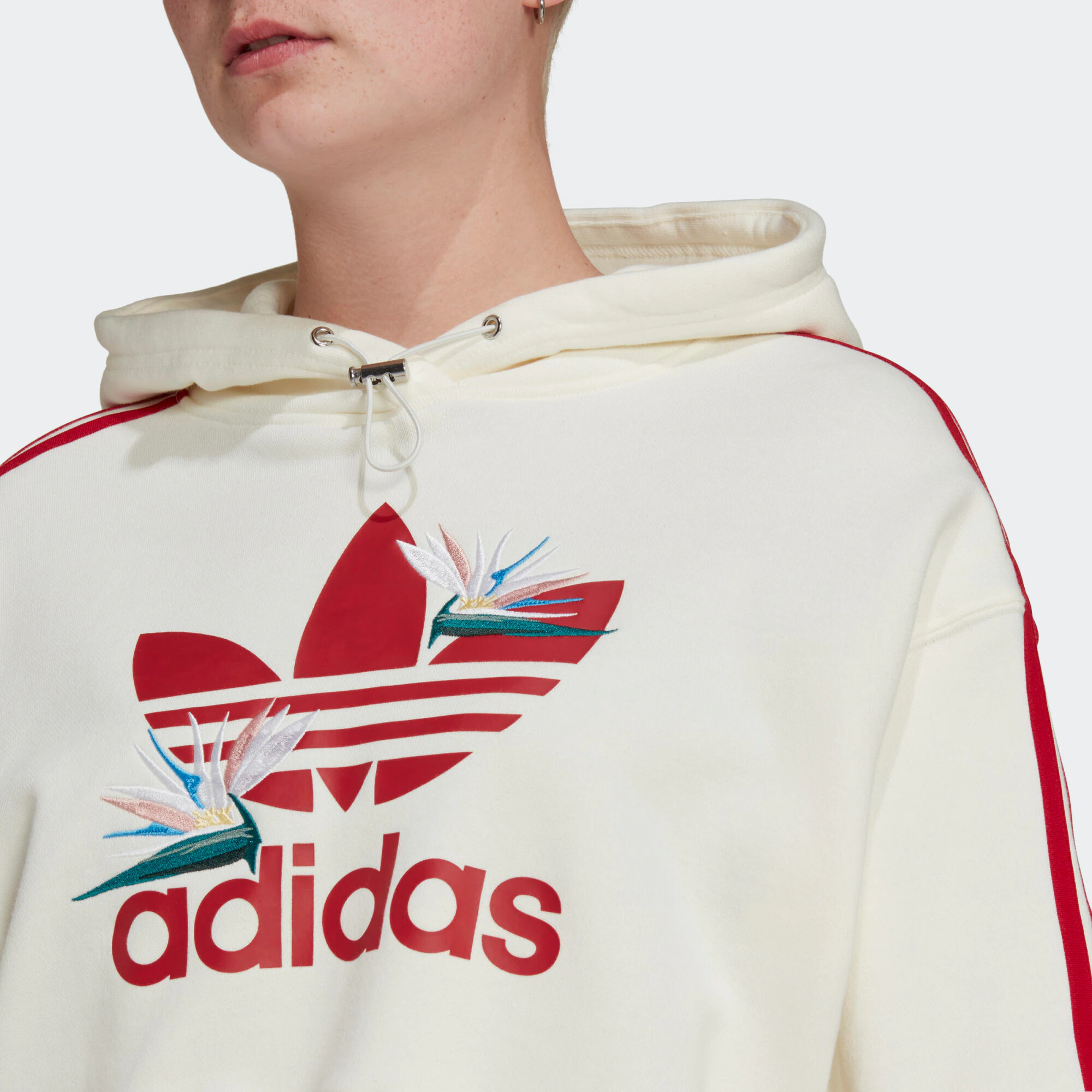 ADIDAS ORIGINALS Bluză de molton 'Thebe Magugu' turcoaz / roșu / alb lână - Pled.ro