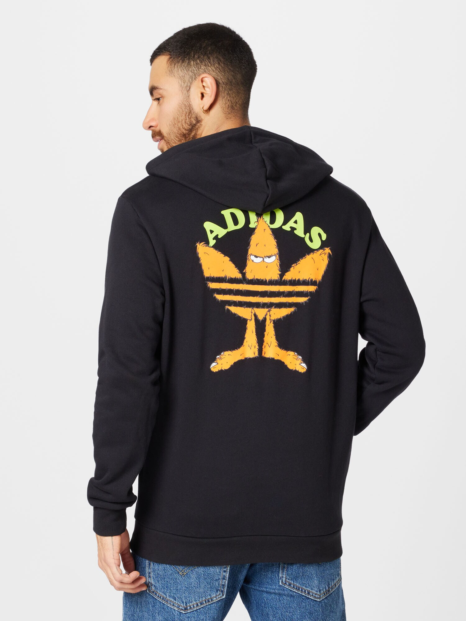 ADIDAS ORIGINALS Bluză de molton 'Graphic Fun' verde limetă / portocaliu / negru / alb - Pled.ro