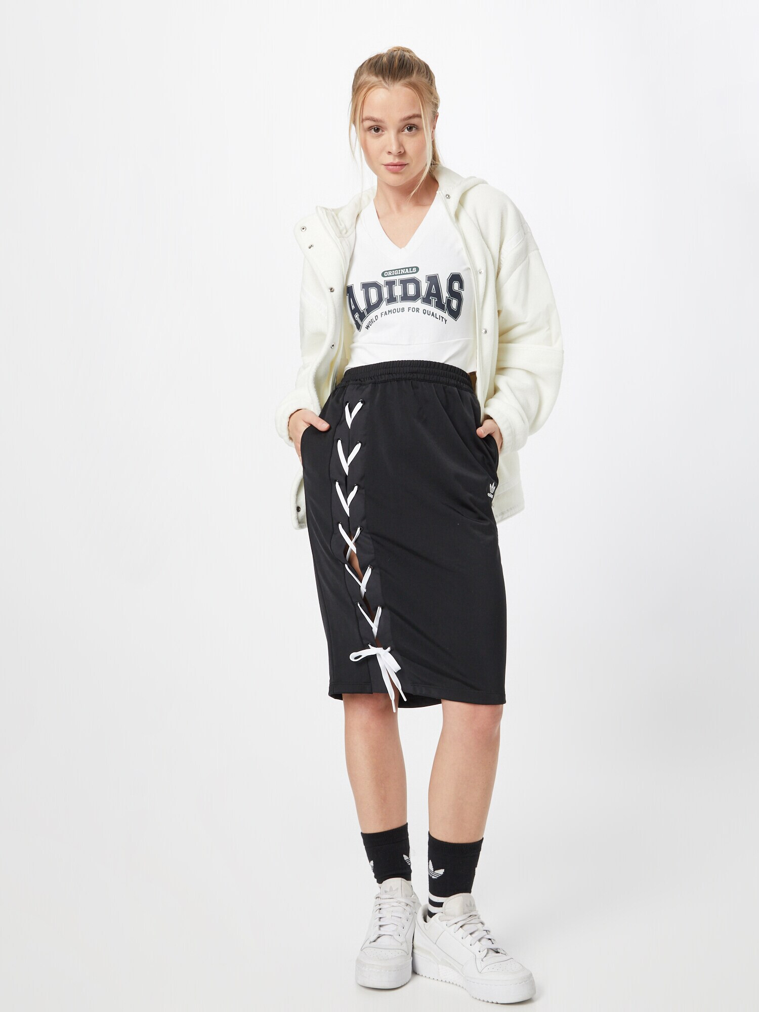 ADIDAS ORIGINALS Geacă de primăvară-toamnă 'Polar Fleece' alb - Pled.ro