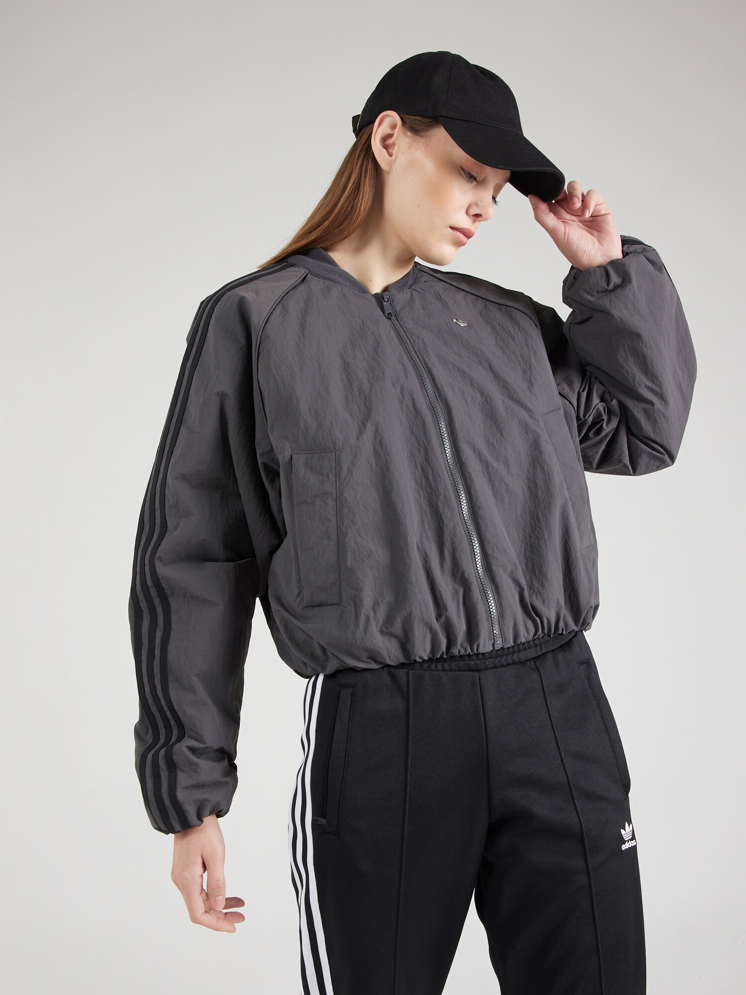 ADIDAS ORIGINALS Geacă de primăvară-toamnă gri închis / negru - Pled.ro