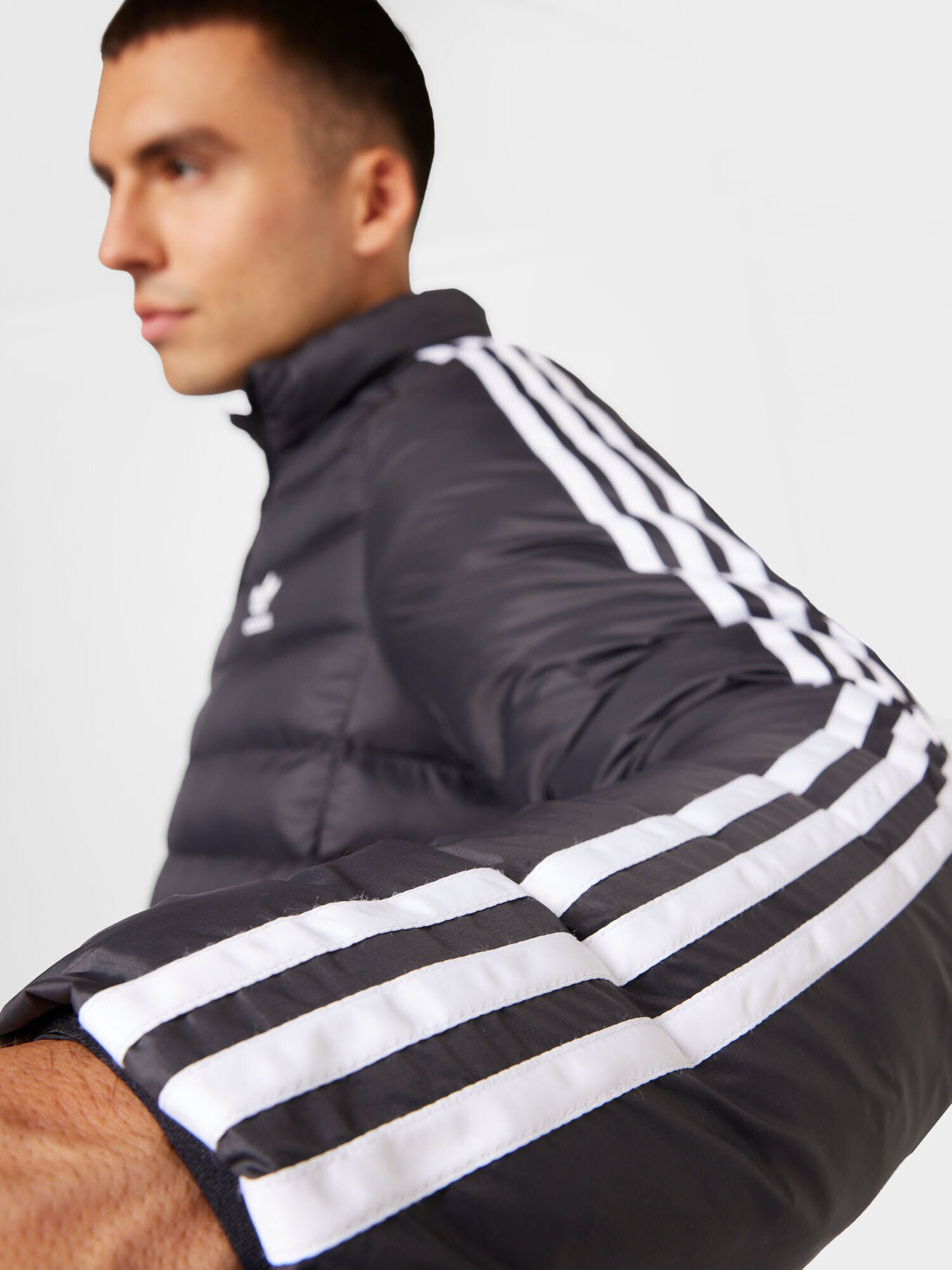 ADIDAS ORIGINALS Geacă de primăvară-toamnă 'Padded Stand-Up Collar ' negru / alb - Pled.ro