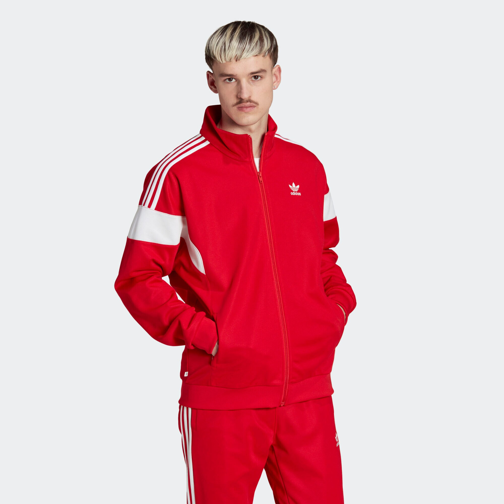 ADIDAS ORIGINALS Geacă de primăvară-toamnă 'Adicolor Classics Cut Line' roșu / alb - Pled.ro