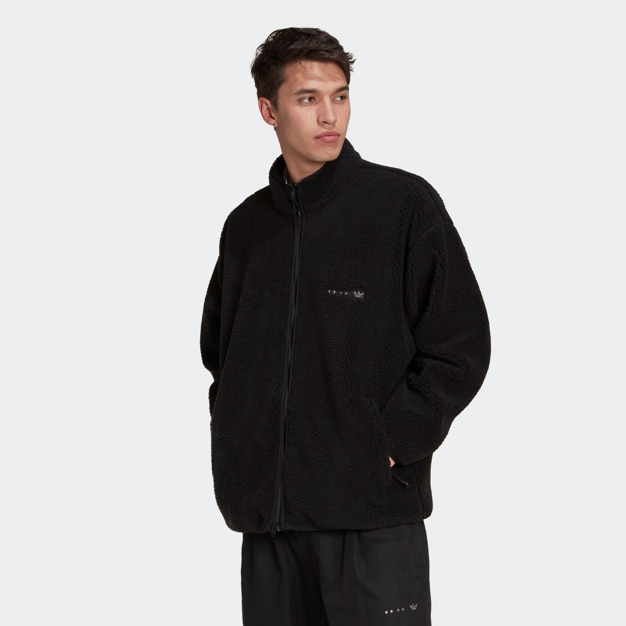 ADIDAS ORIGINALS Jachetă fleece 'Reclaim Sherpa' negru / alb - Pled.ro