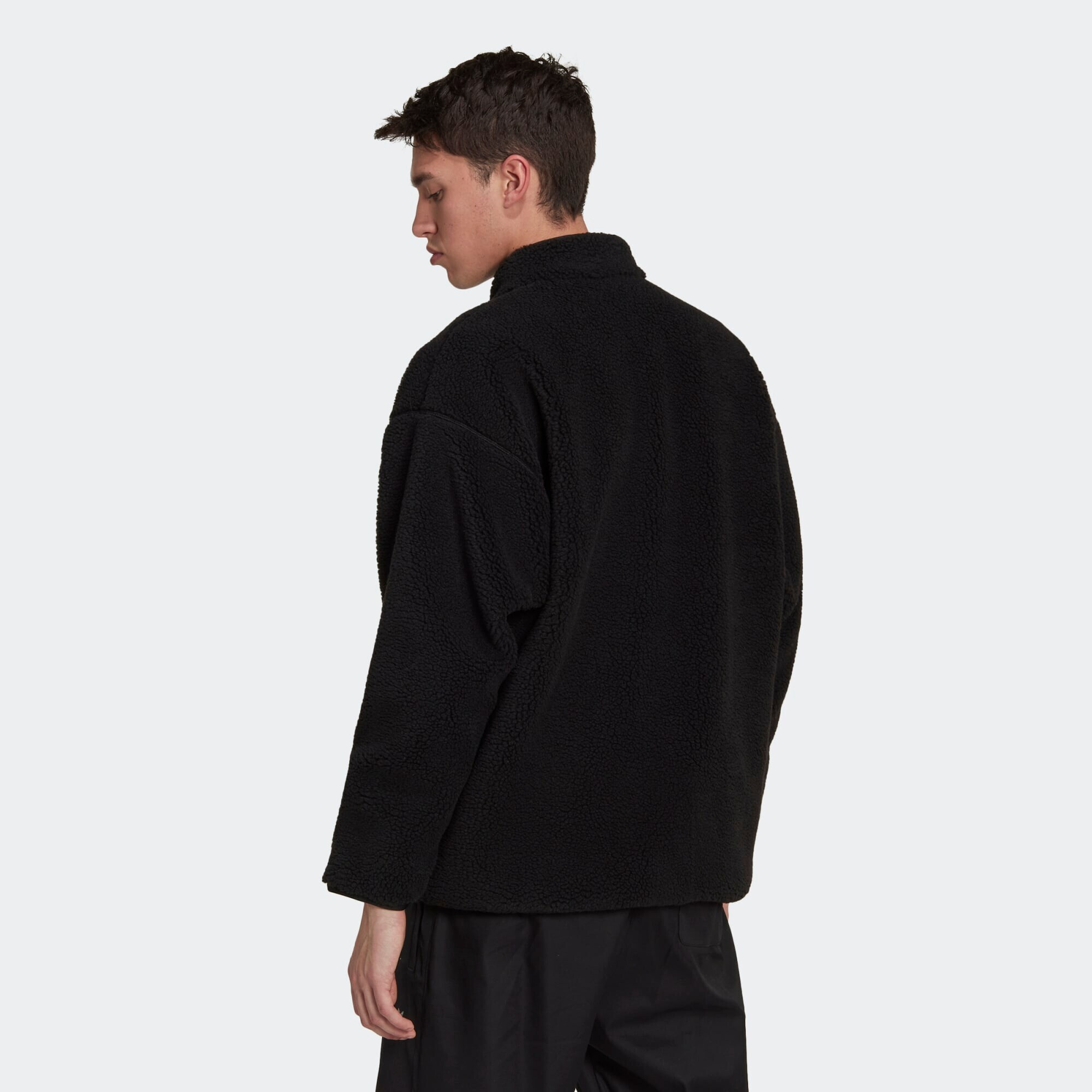 ADIDAS ORIGINALS Jachetă fleece 'Reclaim Sherpa' negru / alb - Pled.ro