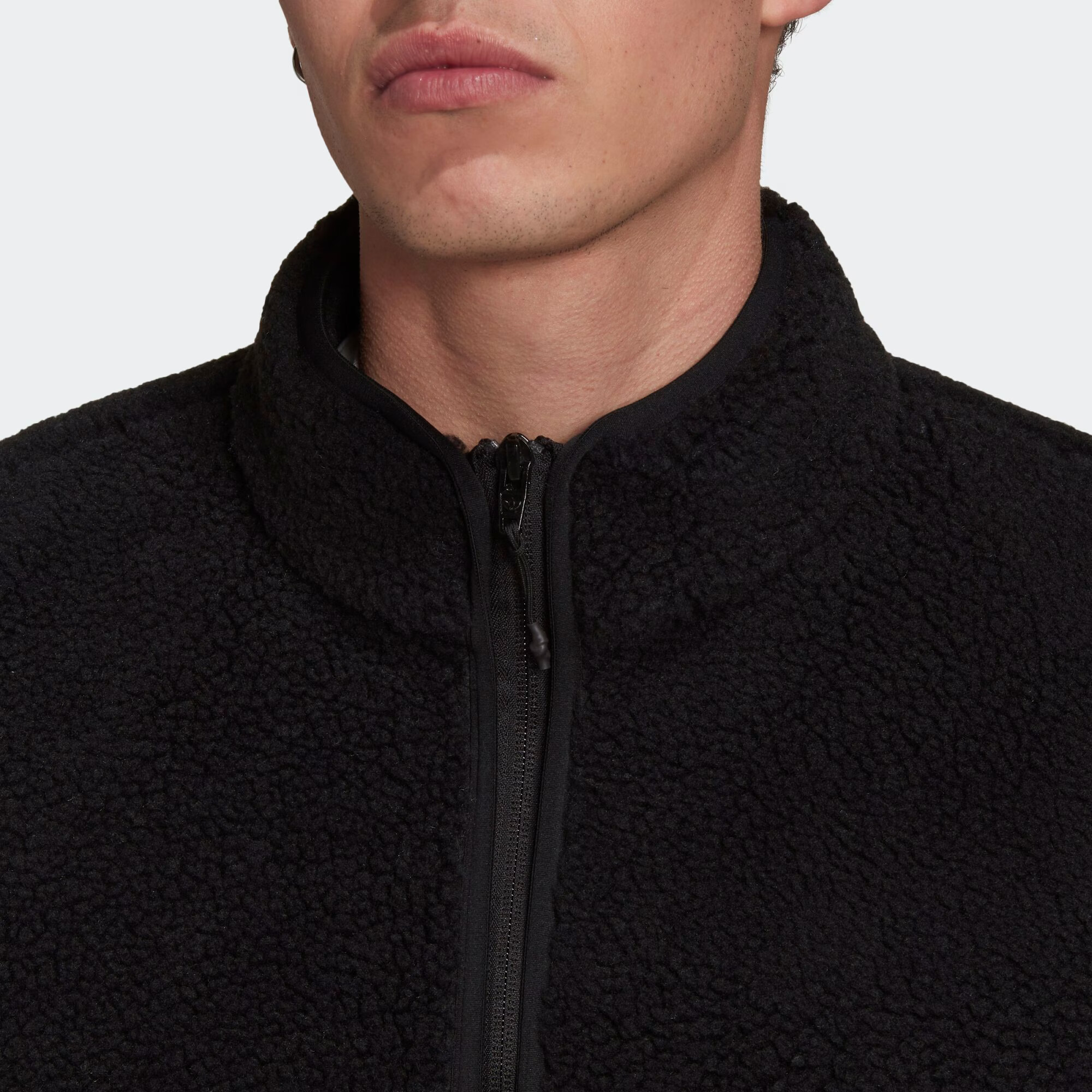 ADIDAS ORIGINALS Jachetă fleece 'Reclaim Sherpa' negru / alb - Pled.ro