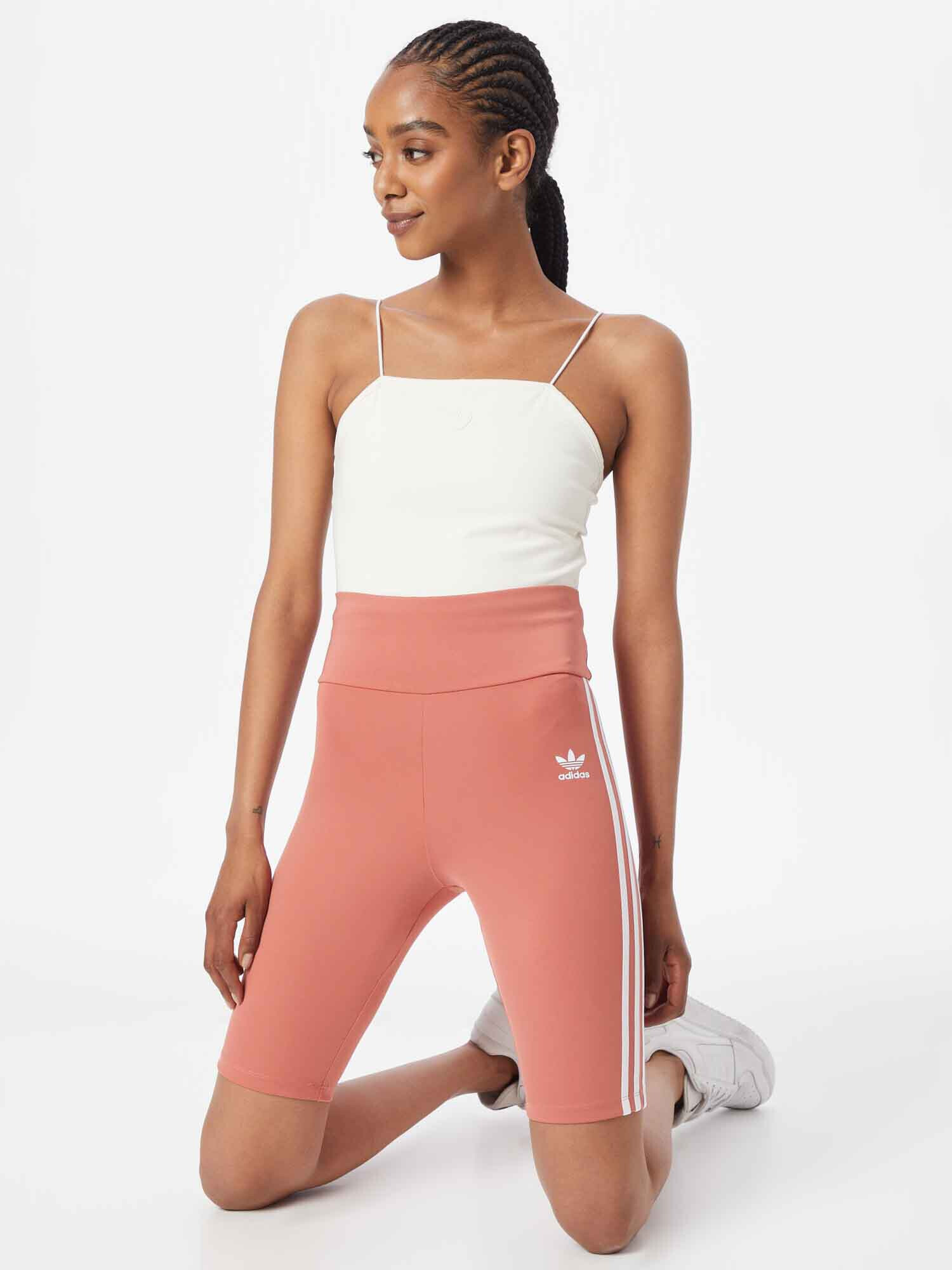 ADIDAS ORIGINALS Leggings 'Adicolor Classics Primeblue High-Waisted' portocaliu somon / alb - Pled.ro