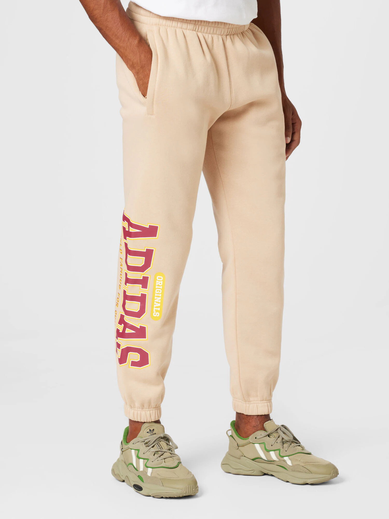 ADIDAS ORIGINALS Pantaloni bej / galben șofran / roșu burgundy / alb - Pled.ro