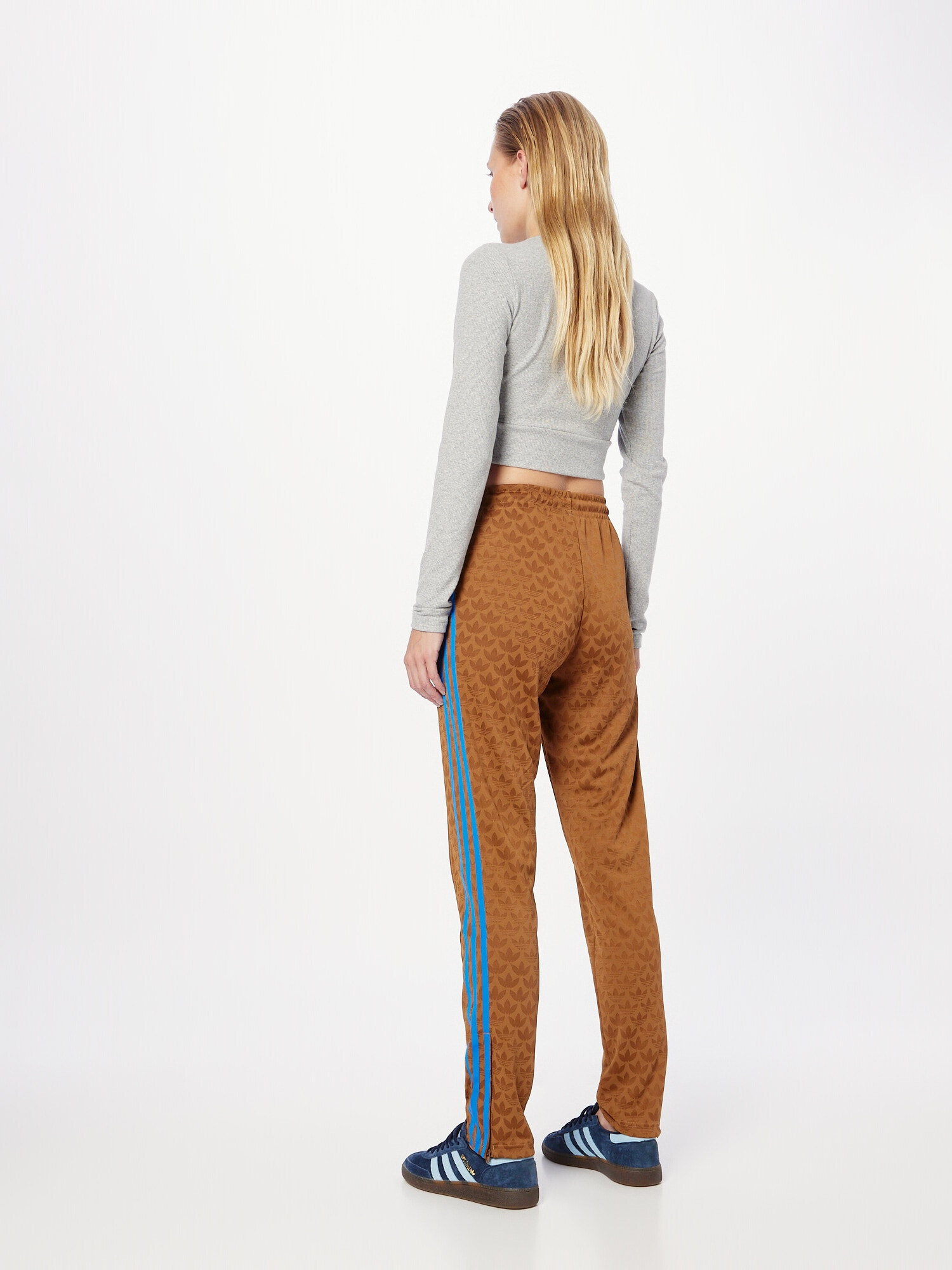 ADIDAS ORIGINALS Pantaloni 'Adicolor 70s' cyan / maro caramel / maro închis - Pled.ro