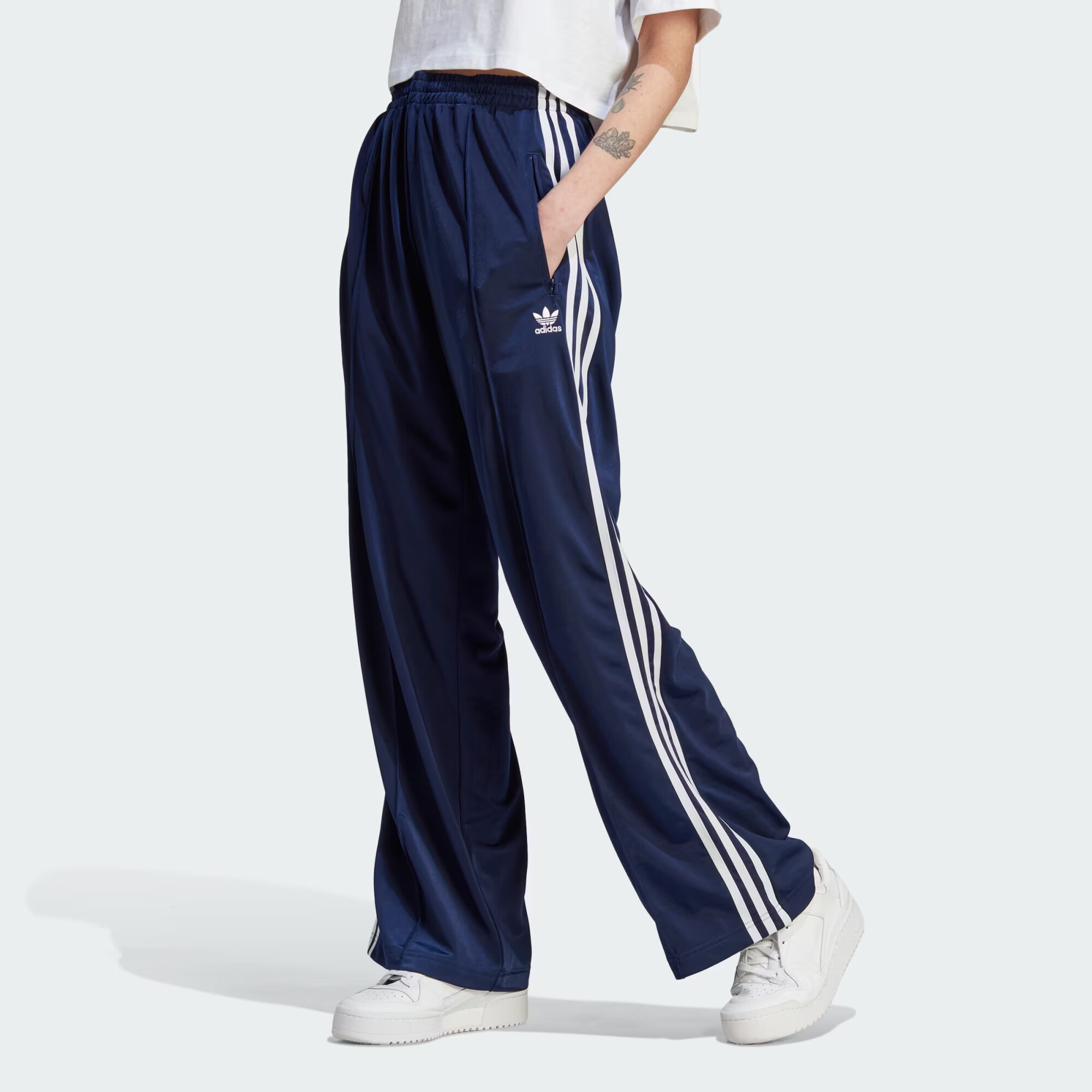 ADIDAS ORIGINALS Pantaloni 'Firebird Loose' albastru închis / alb - Pled.ro