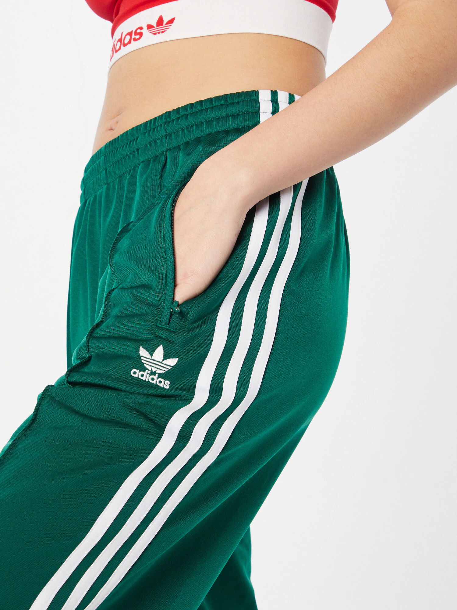 ADIDAS ORIGINALS Pantaloni 'Firebird' verde închis / alb - Pled.ro